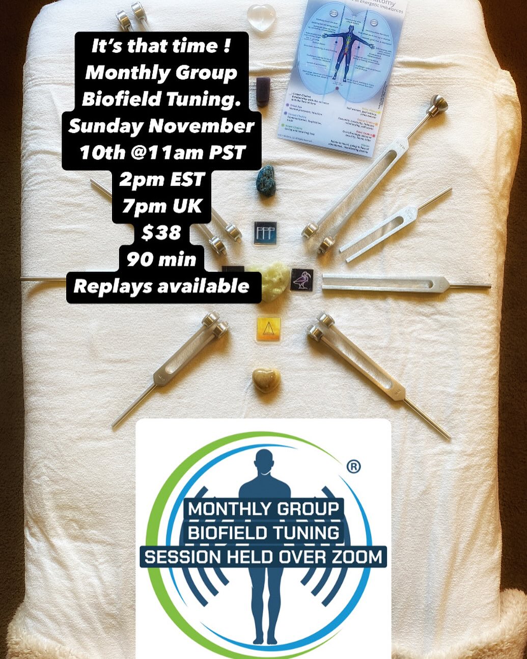My invitation to you to experience the Group Biofield Tuning I hold once a month. Just added the new #solfeggio set of tuning forks from Biofield Tuning.. loving the 396hz !!!
Come experience biofield tuning in an awesome group setting and at an affordable cost, see what distance sessions are like and how I work as a practitioner.
If youāre feeling heavy, out of balance, effects from the collective chaos, waves of tiredness or anxiety, time change weirdness, then I highly suggest a tuning. A one on one is always awesome but doesnāt always fit the budget. So I created this group to assist in all the ways. You get a tuning, feel a bit more supported energetically and physically and have a space to ājust beā for 90 mins.
I have been so fortunate to continue this group with the support of all the people who show up.
This Sunday November 10th 2024
The Monthly Biofield Group Tuning is on !
When: November 10th
at 11 am PST
2 pm EST
7 pm UK
šµ$38
How do distance sessions work and feel?
Through my intention and yours, it works just like all my zoom sessions do. šÆ of healing requires your participation and commitment.
Place: Over zoom
Length: 90 mins
You get access to the video and audio for the
ENTIRE MONTH so you can relisten to the session as much as you feel you need.
I set a grid and intention for the group the night before and do a Crystalline soul healing template for the group and individual. I try to touch on all aspects in these sessions.
š©µš¶š©µš¶š©µš¶š©µš¶
I will try to pop on live this week for those who want to have a mini tune up and a taste of BT
š¶š¶š¶š¶š¶š¶š¶š¶š¶š¶š¶
Everything around us and including ourselves is vibrating.. get in tune ! #biofieldtuning #tuningforks #biofieldtuningpractitioner