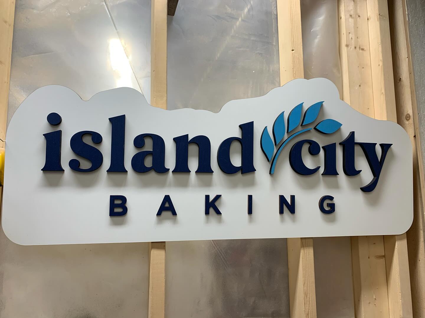 Sign for @islandcitybaking for their booth at a recent trade show. Made from 1/4 MDF core with reclaimed cedar lasercut lettering painted to their brand colours.