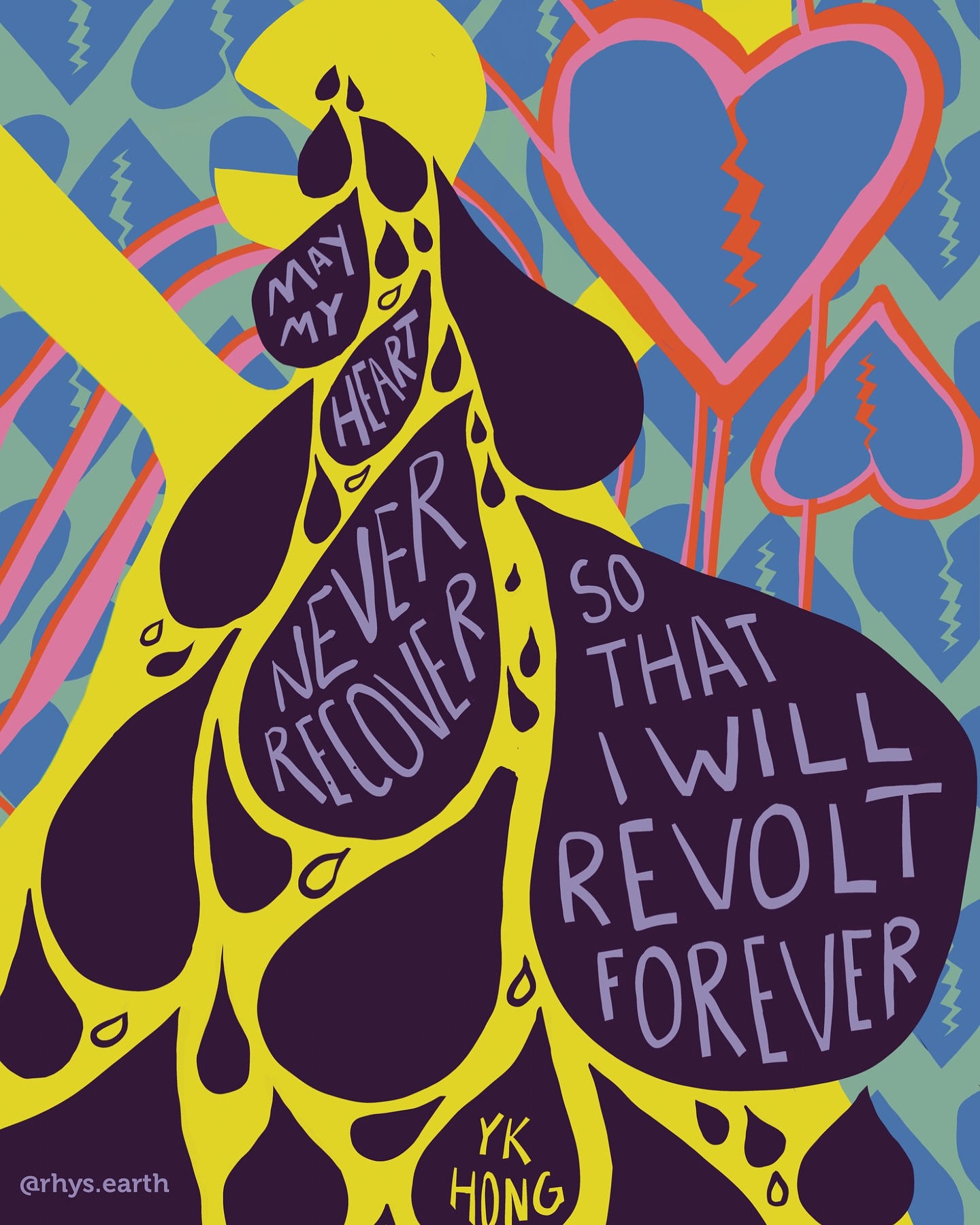 I wasn’t heartbroken by the election results- heartbreak would have required a level of surprise that I don’t have in me.
My heart broke at age 17 when I watched the adults around me re-elect George W. Bush despite the common knowledge that he was a liar and a war criminal. It stayed broken as Barack Obama used drone strikes to secure US interests in fossil fuels. I stayed cracked open when Trump was elected in 2016 confirming that the misogyny and transphobia I’ve experienced were a feature of US culture, not a bug. I found no relief or repair in the Biden administrations commitment to funding genocide in Palestine. My experience shows me that justice has always been lacking in our national politic.
This does not mean I’m not grieving for and with my beloveds who rightly fear what a Trump administration brings. Rather that the grief is not a new one- I’ve been trying to grapple for years what it means to be a citizen of an empire founded in genocide and displacement. My capacity to make meaning of this varies, but my responsibility to take liberatory action does not.
This responsibility would not have diminished under a Harris administration. While her leadership would have created a safer fighting ground for some, we still would have had our work cut out for us in fighting to end American Imperialism and state-sponsored violence.
I give a warm welcome to the newly heartbroken. We need one another. In the words of @desireeadaway, “let’s get free together”. We are standing on the shoulders of many generations of organizers, artists, advocates who have laid out many pathways to direct the energy of our rage and grief. Set a steady pace, we are in a marathon, and we can only cross the finish line together. I love you, and I believe in your capacity to show up for your community.
Quote in the art by @ykreborn , illustration made by me in July 2024.
#politicalart #election2024 #yap #queerartist #queerart #transartist