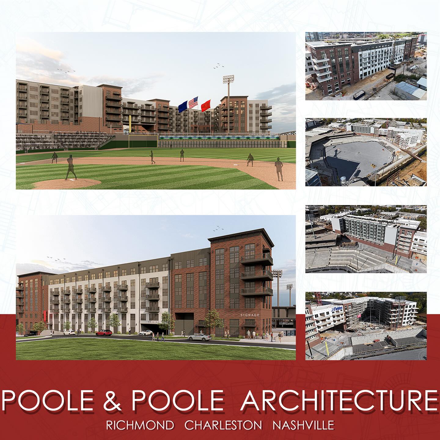 Located directly adjacent to the new Tennessee Smokies Minor League Stadium, Yardley Flats is a 233 unit luxury mixed-use community in downtown Knoxville, TN. Yardley is a 5 story residential wood framed building on top of a two story concrete podium parking garage with retail on the first level. Comprised of 2 Buildings connected with an elevated residential bridge, Yardley offers spacious 1 & 2 bedroom units as well as resort like courtyard areas including a pool, fire pits, & grill areas that look onto the ballpark.