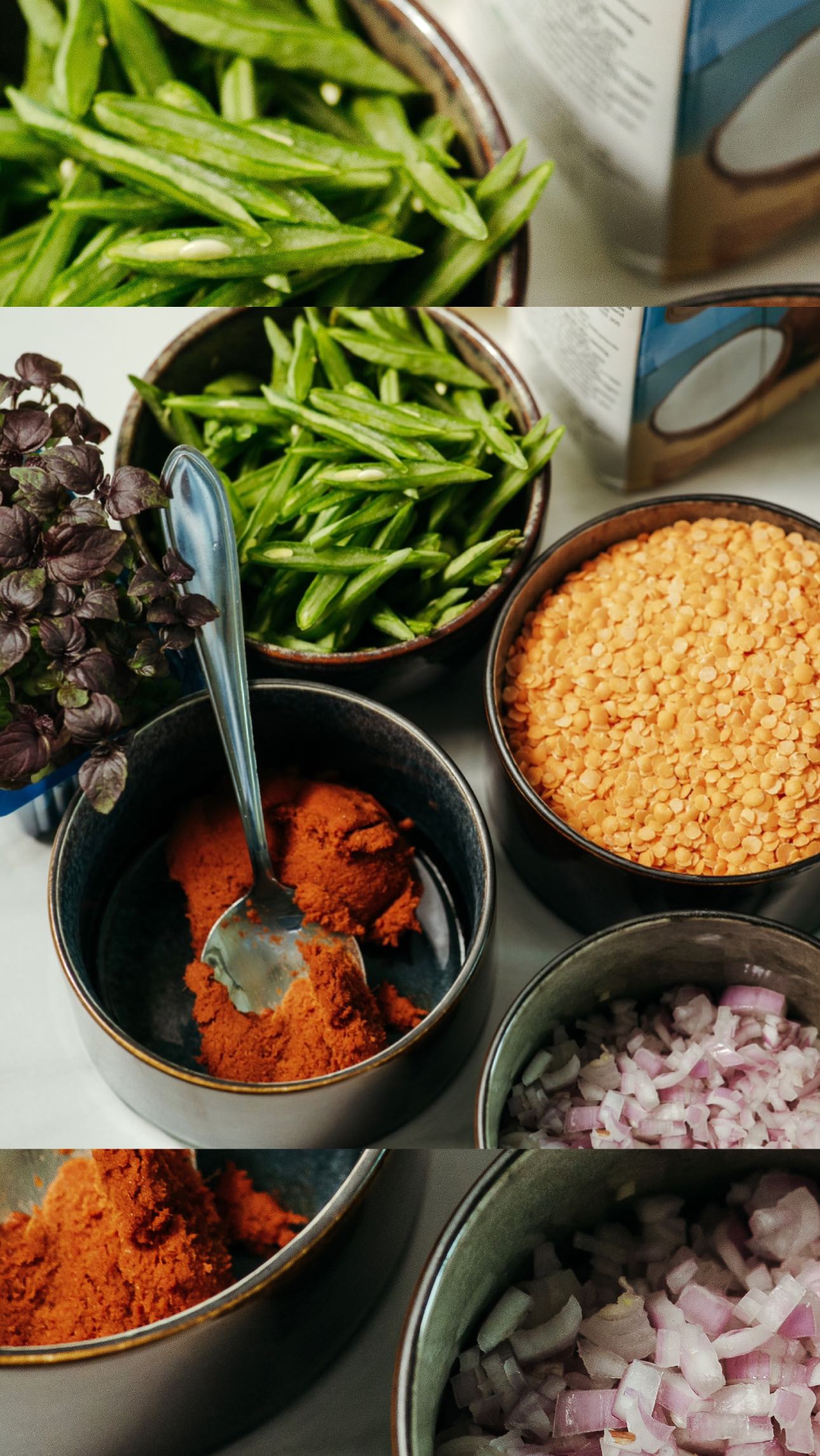 Super simpel recept met maar een paar stappen! ✨ Met snijbonen (vezels, vitamines 💪) en rode linzen (bomvol ijzer & calcium 💥). Pro-tip: geef de smaken de tijd om goed los te komen. 👩🍳
#WeCanteen #Recept #Foodbook #GezondEnLekker #EasyCooking #SnijbonenPower #linzensoep #SmakelijkEten
Recept voor 4 personen:
* 1 teen knoflook, grof gehakt
* 1 sjalot, julienne gesneden
* 120 g snijbonen, schuin gesneden voor de smaak
* 3 el zonnebloemolie
* 1½ el rodecurrypasta
* 250 g gedroogde rode linzen
* 400 gr tomatenpulp
* 1 l groentebouillon
* 250 ml kokosmelk
* 1½ el limoensap
* 1½ el sojasaus
* Crispy chili-olie voor garnering (naar smaak)