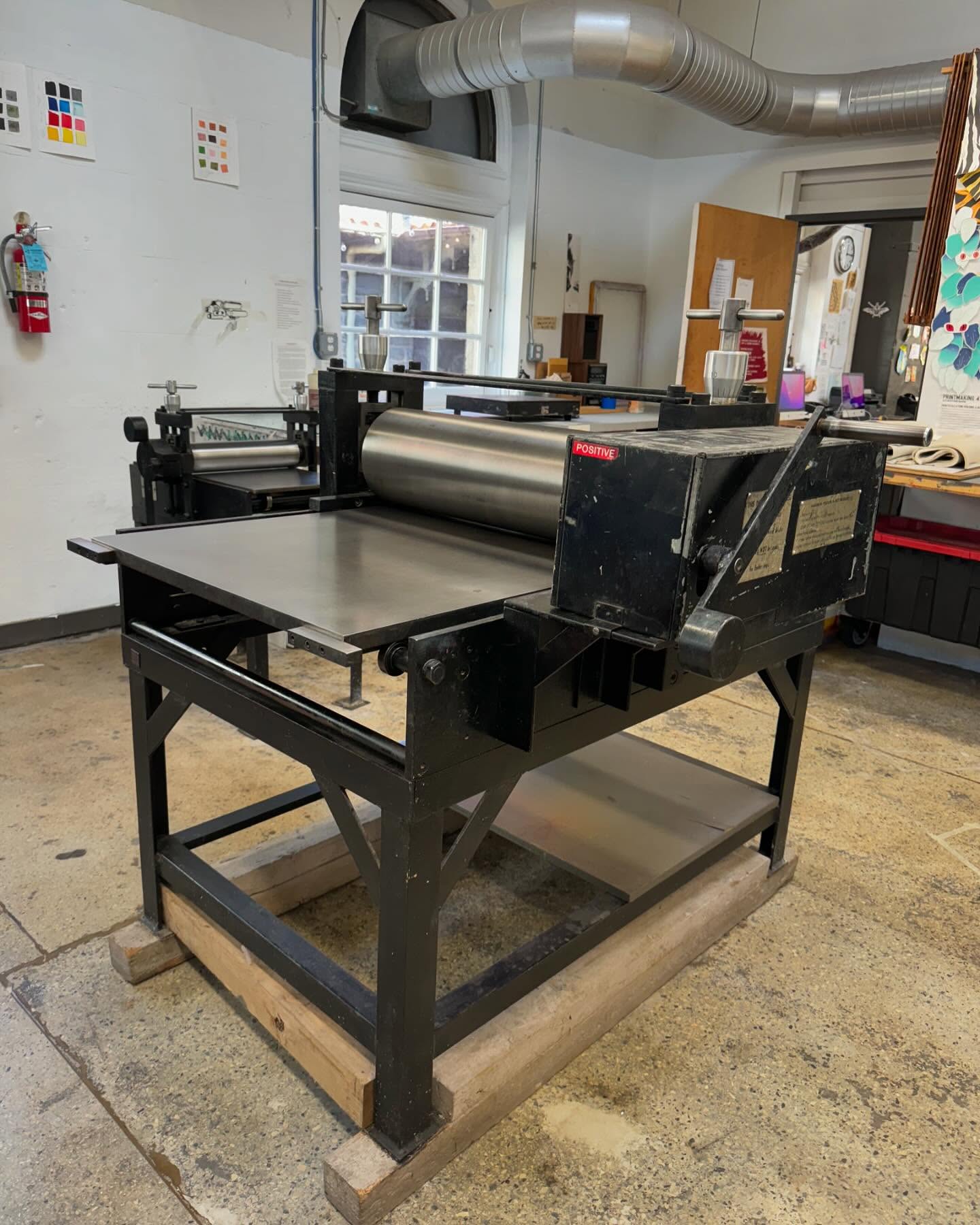 We spent the day at @arcadiauniversity giving their 16x30 and 26x48 Charles Brand etching presses a much needed servicing and cleaning after being neglected for many years. Great presses and a beautiful campus. #starkpressco #printnj #pinklinepress #printingpress #etchingpress #charlesbrandpress #printmaking #printer #print #printing #preservationthroughproduction #pressmechanics #intaglio #reliefprint #monotype