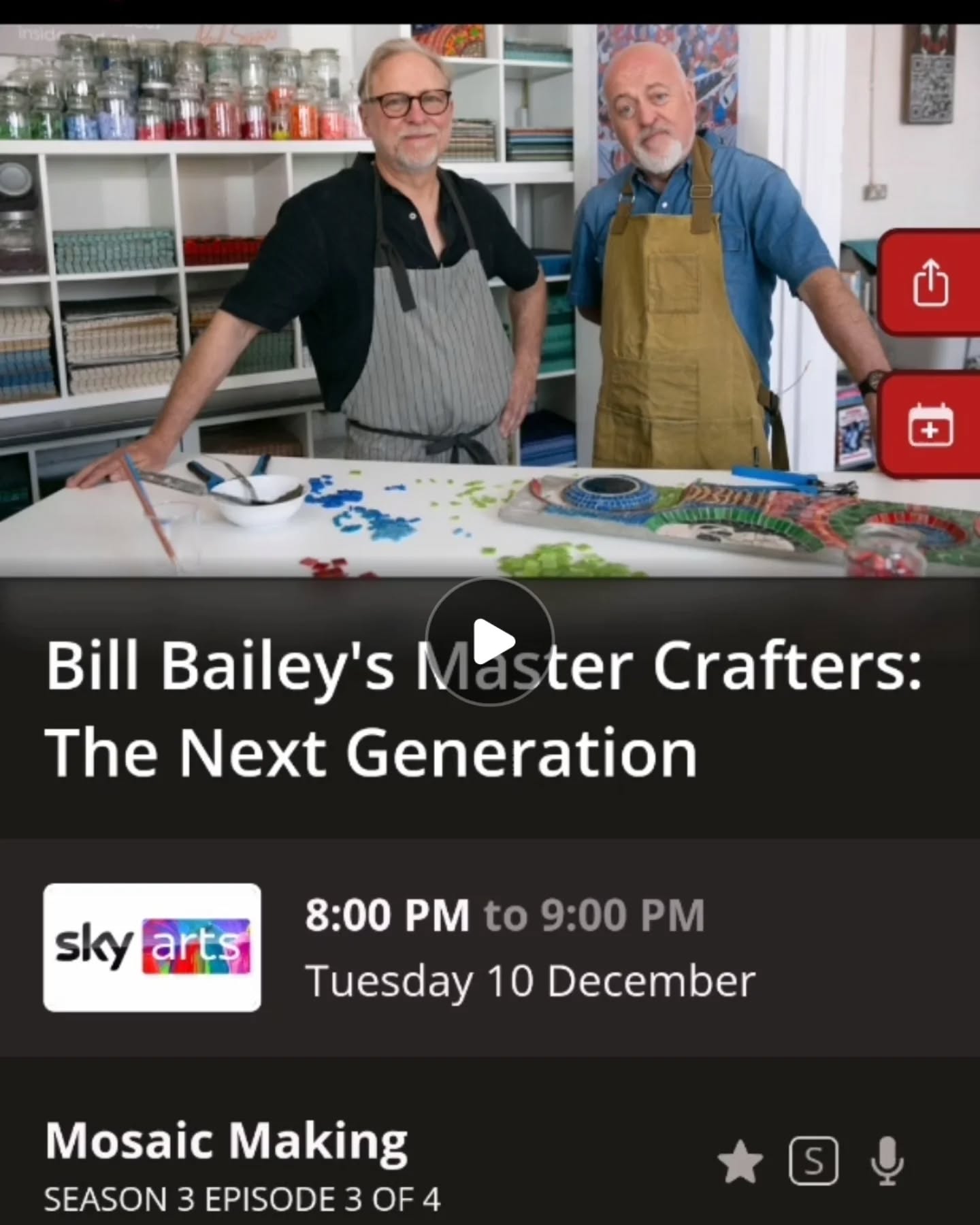 It's on tonight ๐
Tune in at 8 pm on Sky Arts ๐บ
@skytv @lovemondaytv
#imontv #billbaileysmastercrafters #billbailey #skyarts #skytv #craftspeople #makingmosaics #howtomake #tutorials #arttutorials #arttutorial #lovemondaytv