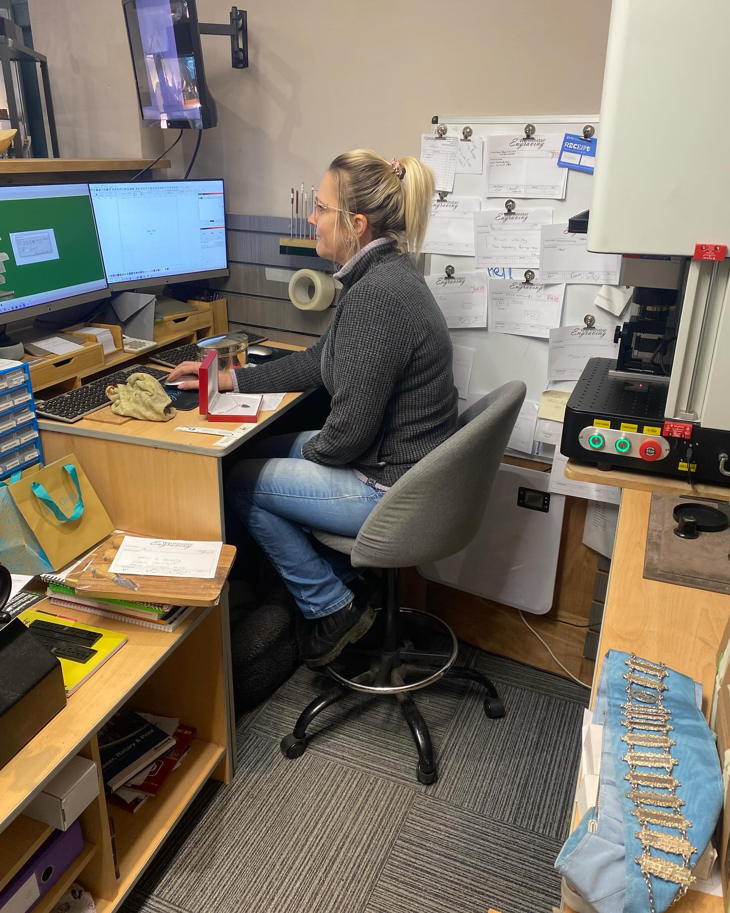 Dawn is busy engraving all your Christmas gifts but you still have lots of time to either bring your items in to be engraved or purchase one of our lovely gifts for engraving.
She’ll be engraving right up until December 23rd so still plenty of time to get your orders in.