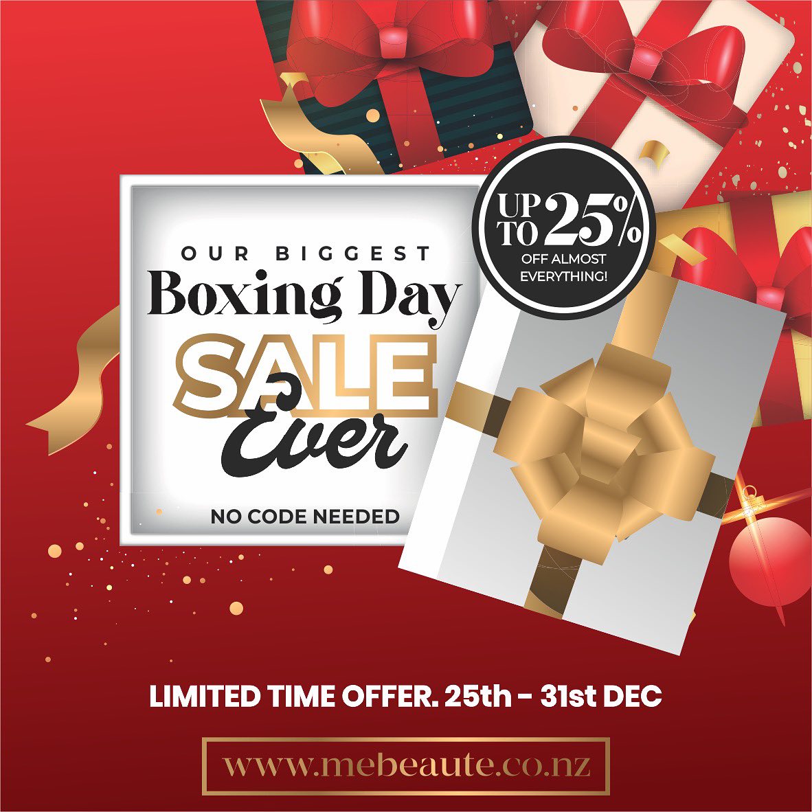 BOXING DAY SALE ALERT! 🚨
Our biggest sale EVER starts early. A Christmas Day gift from us to you! 🎁🎄
✨ Take a huge 25% OFF lashes
✨ PLUS 10% OFF almost everything sitewide
Stock up on premium lash and brow supplies – but be quick!
This deal ends 31st December at midnight. ⏳
#MeBeauteSupplies #BoxingDaySale #SalonOwners #LashAndBrowSuppliesNZ #boxingdaysale #stockupforless #readyfor2025
