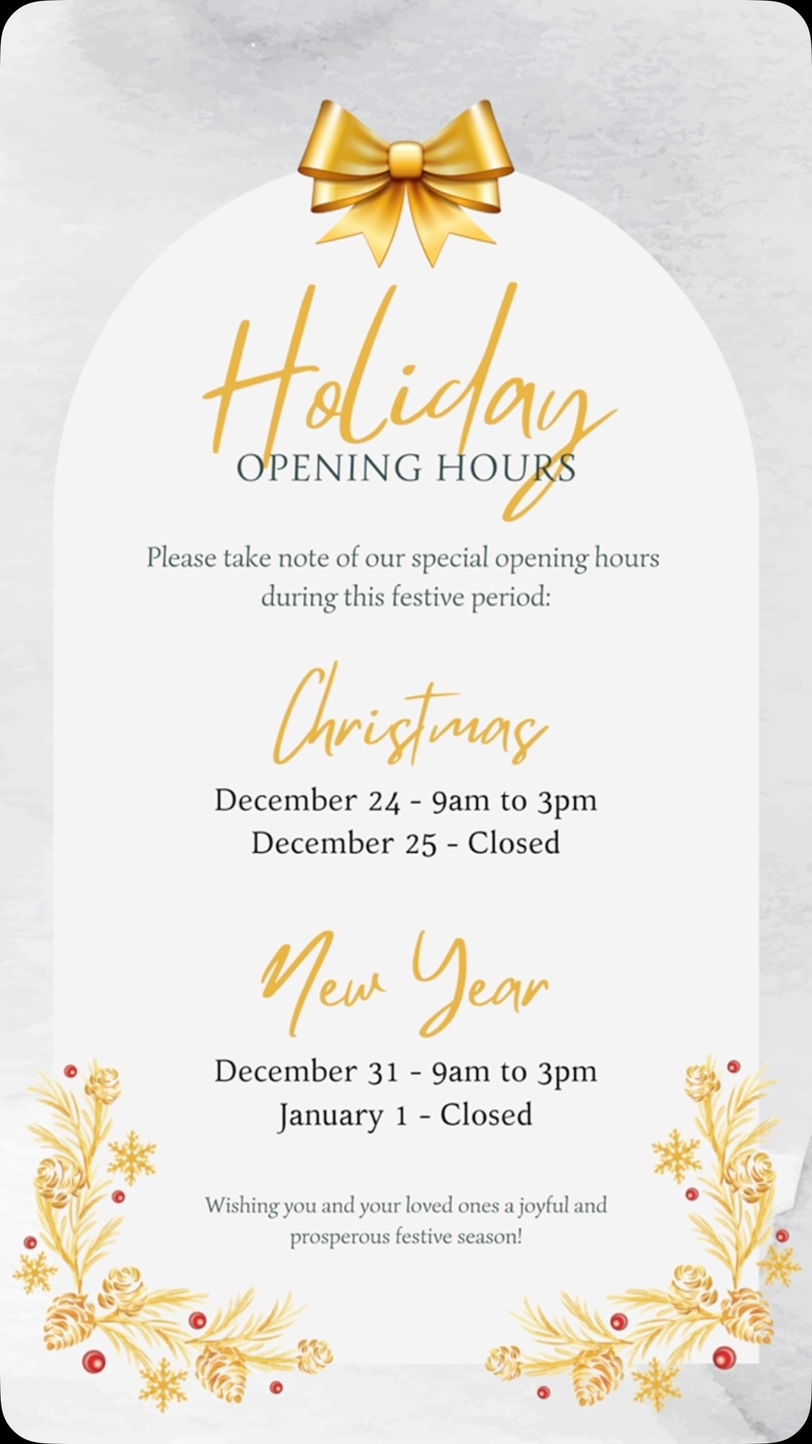 ‼️Holiday Hours