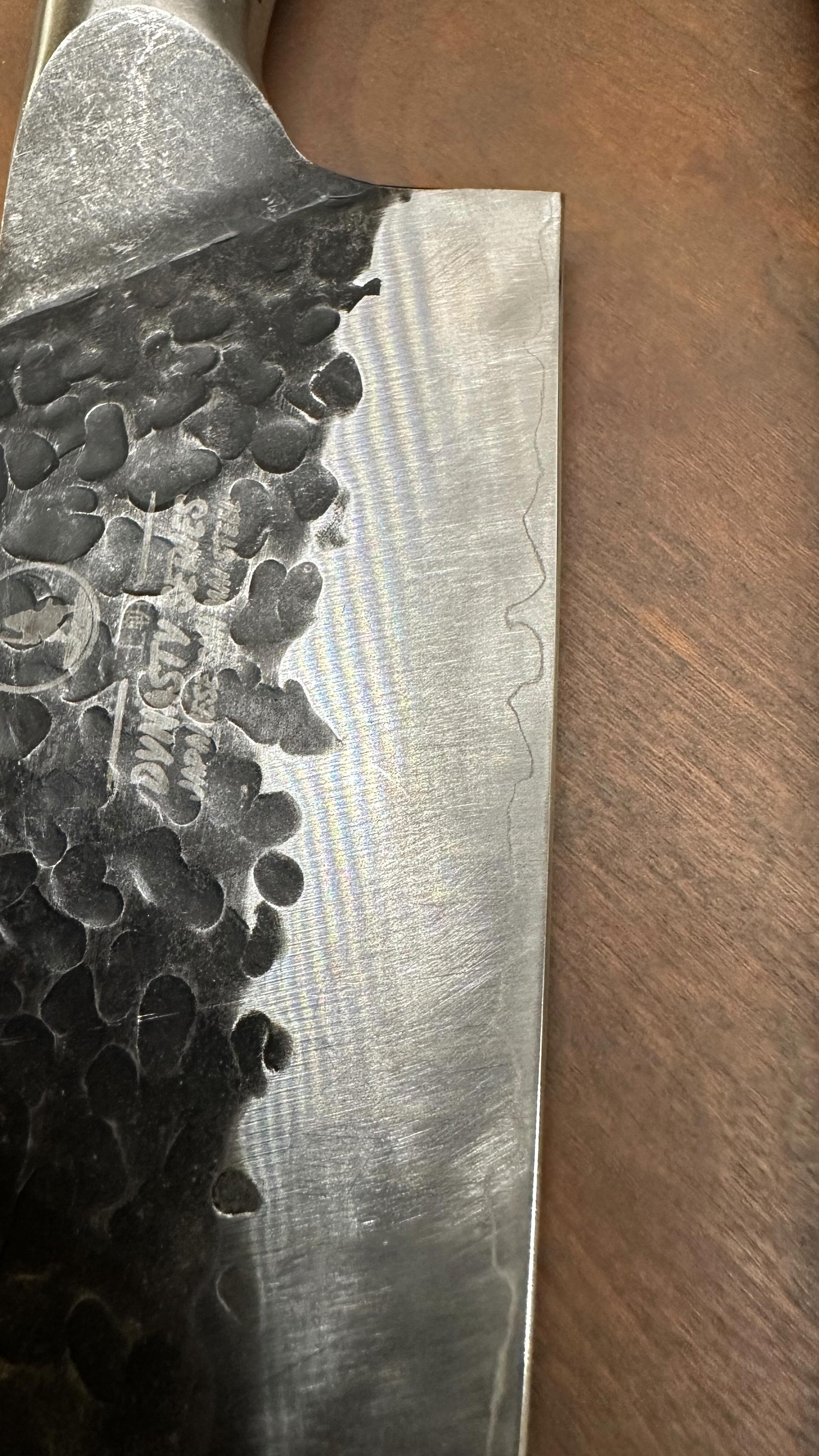 Quick little before and after for one of my clients today. Super pumped with how the edge turned out on all of his knives today! #asmr #worksharp #pinnacleedge