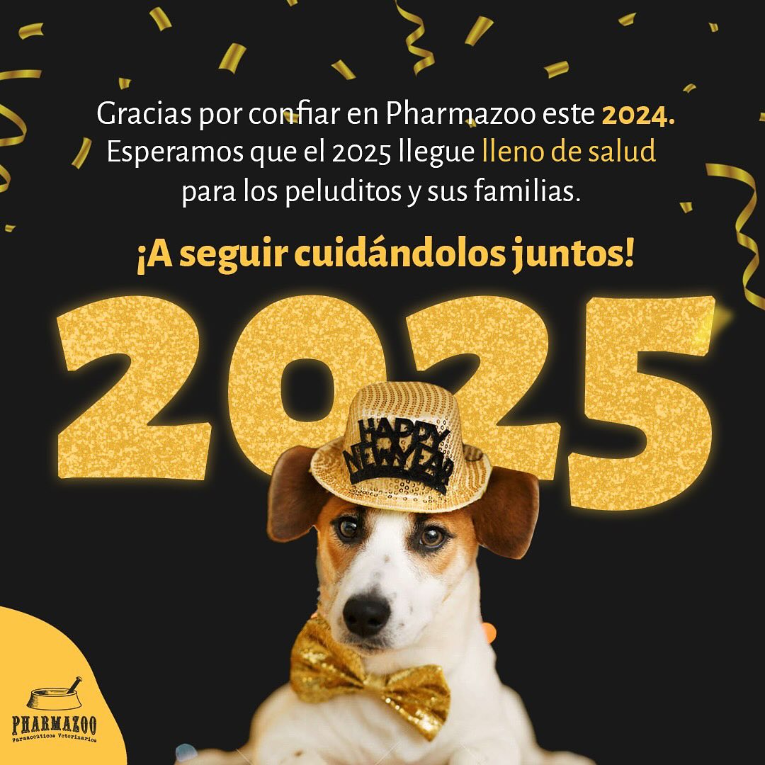 En este cierre de año, agradecemos a todas las familias y a sus peluditos por confiar en Pharmazoo. ¡Que el 2025 traiga salud, amor y muchos momentos felices para todos! 🐾💖 #FinDeAño #CuidadoAnimal #FamiliaPharmazoo #Pets #Mascotas #2025