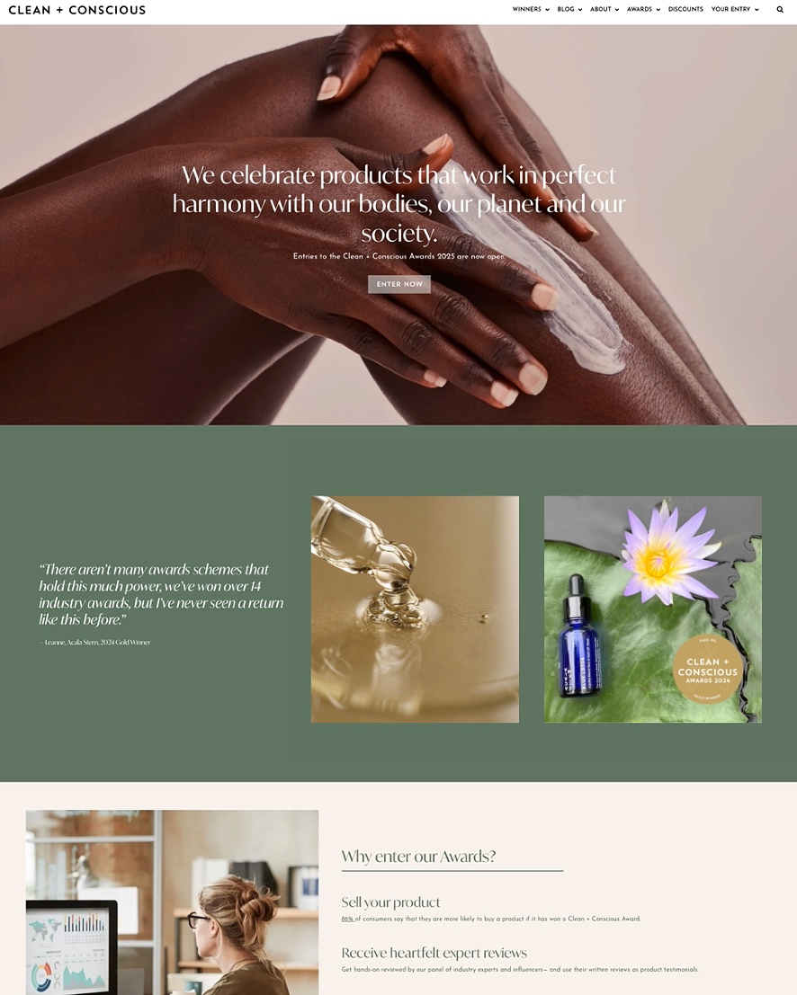 Excited to share our recent work ✨ the new landing page we designed for @cleanandconscious_awards 🌿
Supporting ethical, purpose-driven brand like this is what we love the most. Leave a comment and let us know what you think.
#webdesign #design #byronbayagency #tfc #theflowcreative #branding #websitebuilder #byronbay