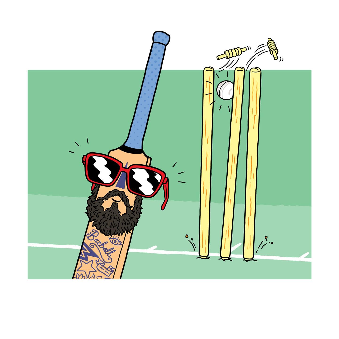 Here’s yesterday’s @guardian_sport illustration for Barney Ronays article about Bazball style cricket.