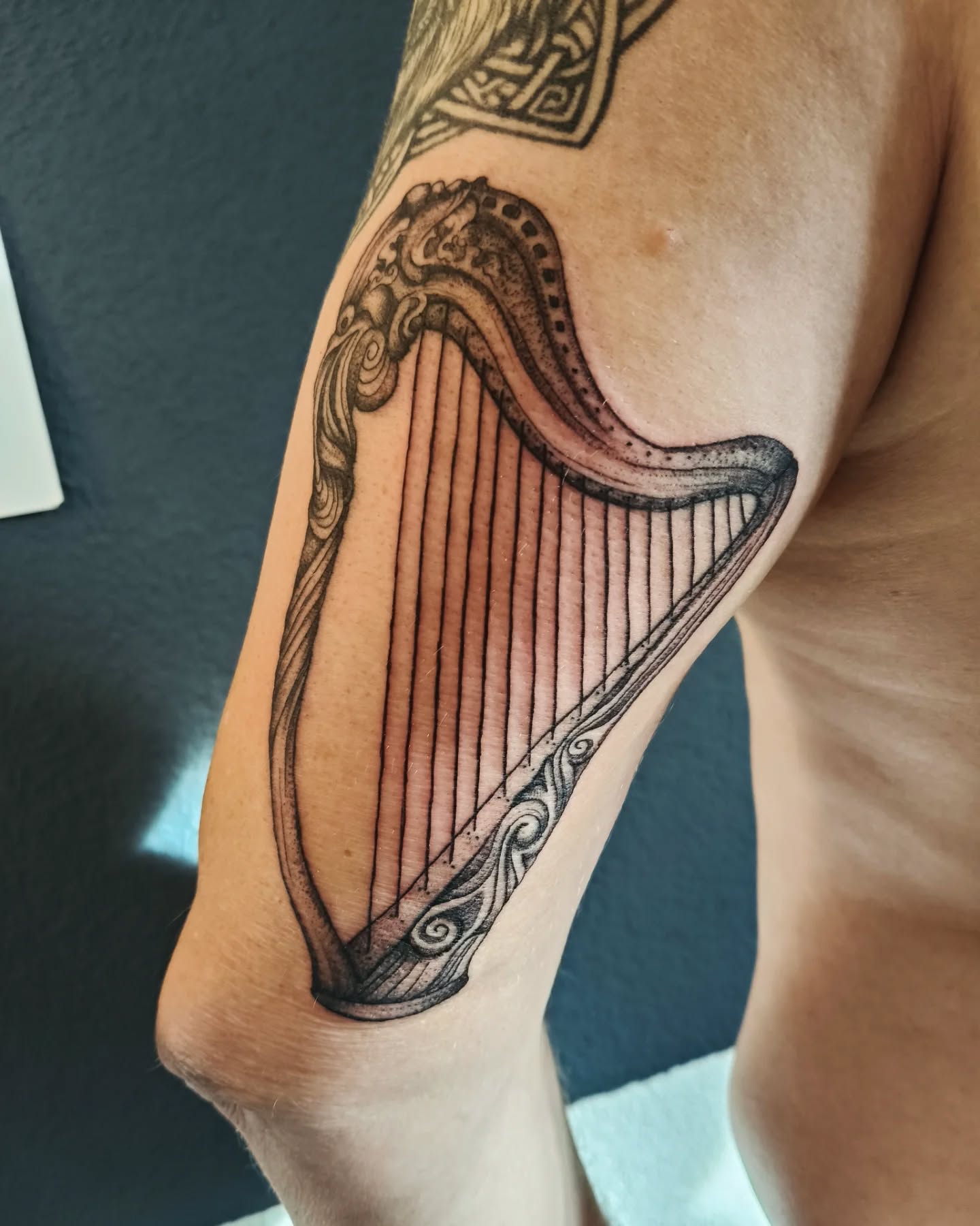 ✨ Celtic Harp ✨
Symbolisches Tattoo für eine wunderschöne Seele ✨💕✨
Full Sleeve folgt noch... 😉
Danke für dein Vertrauen und für die wundervollen Ideen, die wir gemeinsam verwirklichen können ✨🙏🏻✨
