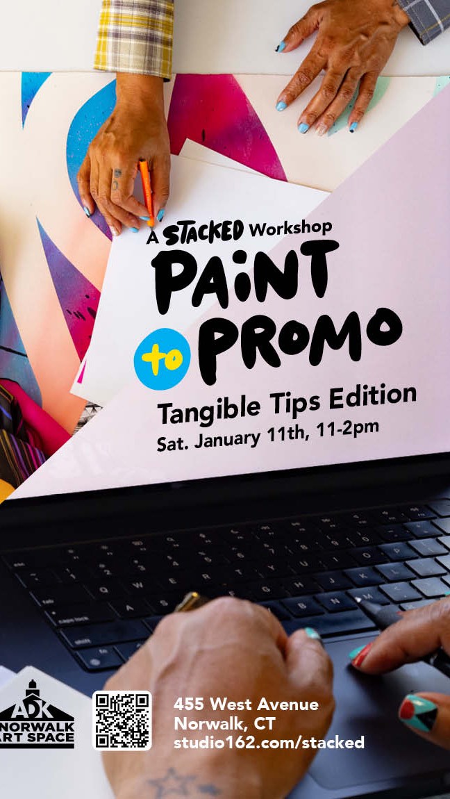 Excited to host the second edition of my Paint-to-Promo Workshop. This version we’ll dive into Tangible Tips to elevate your creative presence!
Welcome to all age, mediums, new and returning attendees ✨ thanks to all who wanted a part 2!
Register for free link in bio and below and download the free workbook and resource guide from Part 1!
studio162.com/paint-to-promo
Saturday, January 11, 11-2pm
The Norwalk Art Space
455 West Avenue
Norwalk, CT
#workshop #creativeworkshop #artclass #professionaldevelopment #marketing #marketingtips