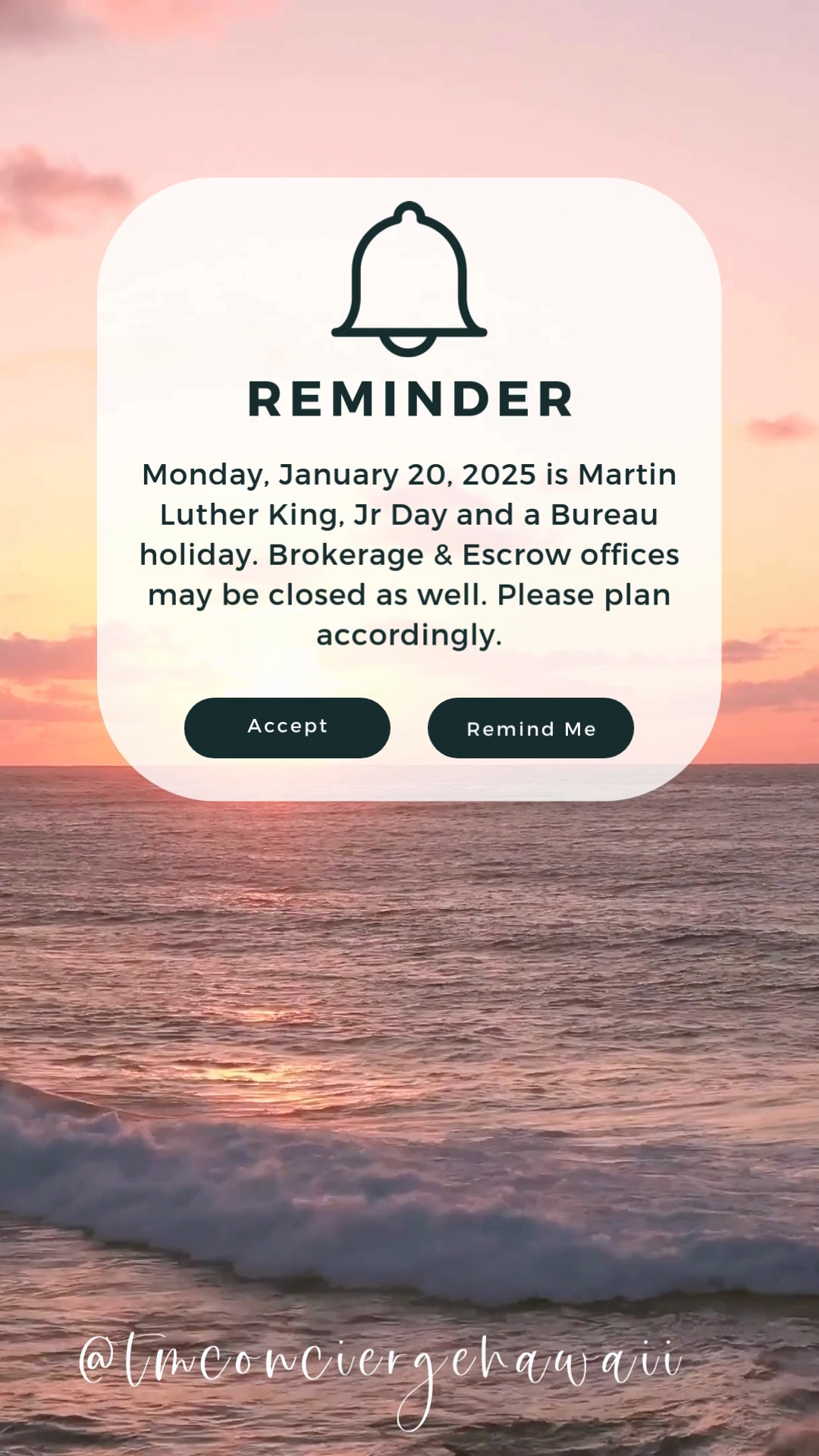 🌟 Reminder: The Martin Luther King Jr. holiday is coming up! Let’s take this time to reflect on his powerful legacy of equality, justice, and service. How will you honor the day? 🕊️ #MLKDay
#MartinLutherKingJr #MLKHoliday #HonorTheDream #EqualityForAll #ServiceToOthers #JusticeAndPeace #MLKLegacy #InspirationForChange #RememberTheDream #UnityAndHope