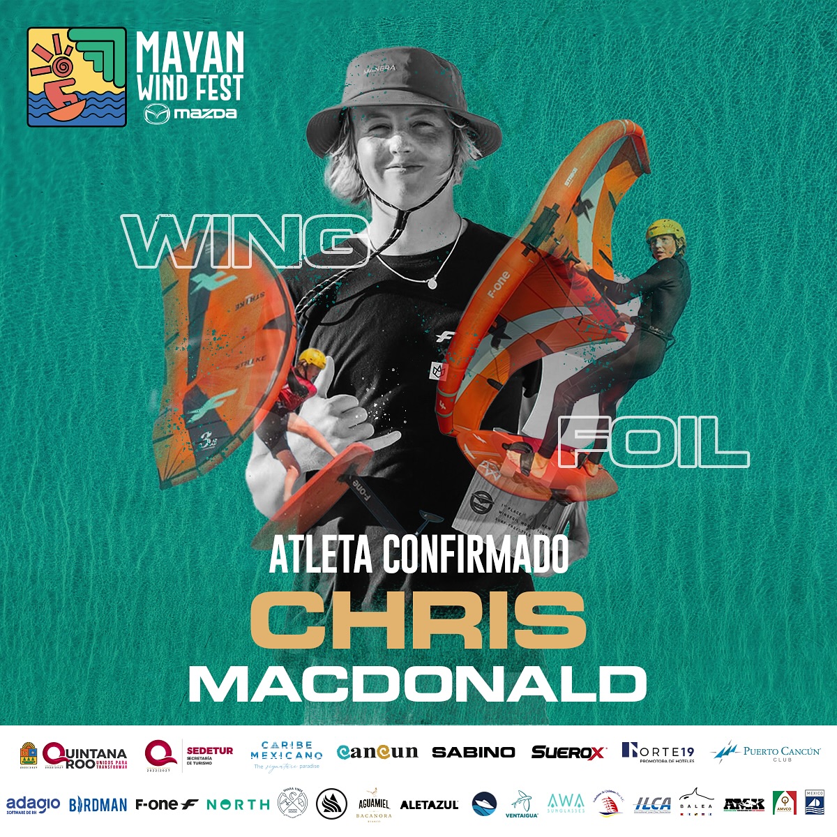 ¡Estamos emocionados de presentar a Chris MacDonald, una de las jóvenes promesas más destacadas en el mundo del wing foil! 🌊🏄♂️
Con tan solo 18 años, este atleta estadounidense ha logrado ser:
🏆 3 x World Champion
🏆 2 x Youth world champ
Conoce más de su trayectoria aquí: https://www.youtube.com/watch?v=QH5A-2vpvxQ&t=174s
No te pierdas la oportunidad de ver a Chris y otros atletas destacados en el #MayanWindFest2025 #PuertoCancun #Cancun #QuintanaRoo #wingfoil #kite #sailing