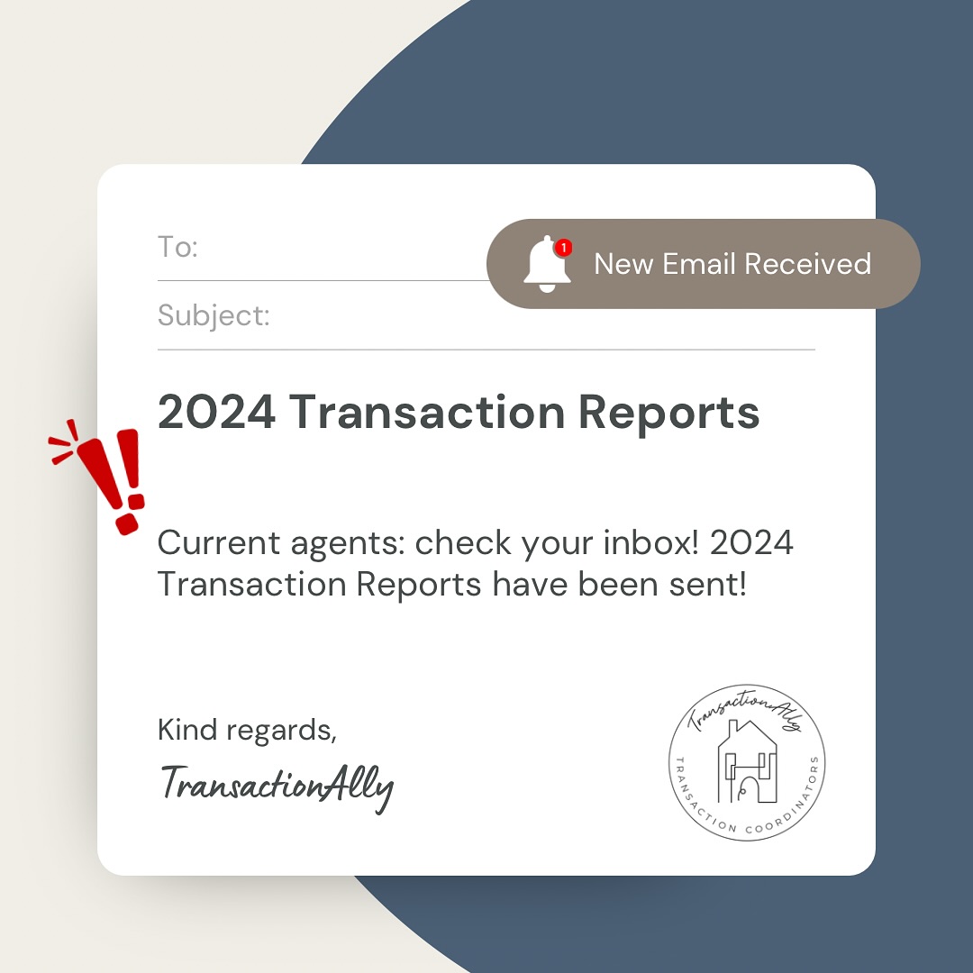 ‼️Current Agents‼️ Check your inbox: 2024 Transaction Reports have been sent! If you need anything else, let us know! Let’s make 2025 great!