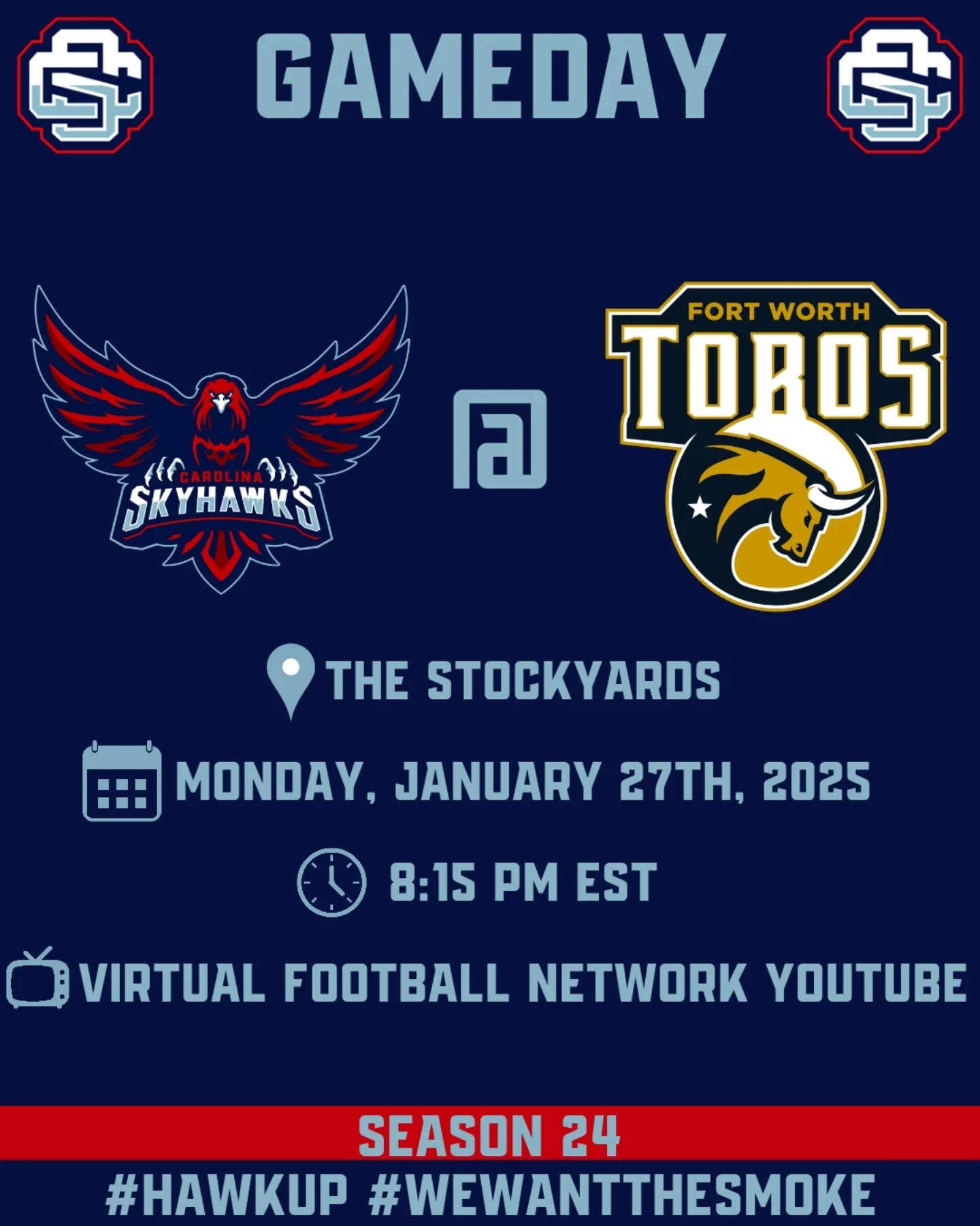 Gameday! Catch the #SkyGang for some primetime Monday night football in Fort Worth. The game link will be posted in the comments at kickoff.
#HawkUp #WeWantTheSmoke #NoOneOutPizzasTheHawks