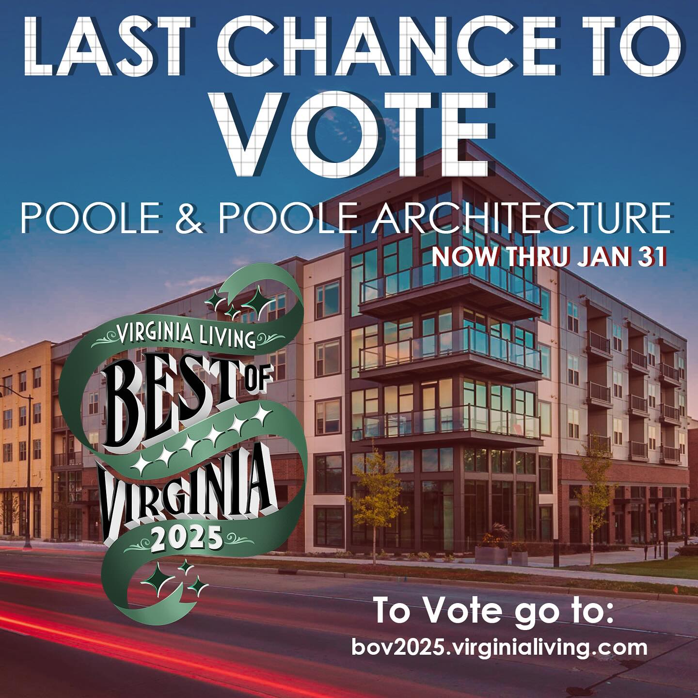 This is your last week to vote for 2PA, for this year’s Virginia Livings Best of Architecture firm for central Virginia! Voting can be done at:
https://bov2025.virginialiving.com/central?fbclid=PAZXh0bgNhZW0CMTEAAaZNF2aLYcId39Z0ft2FisGXpHxwp37VDhj_wDncWI5CROF-Wiu0lfMLZPE_aem_FmMiSkhMKDNIBh8fCJ3WnA