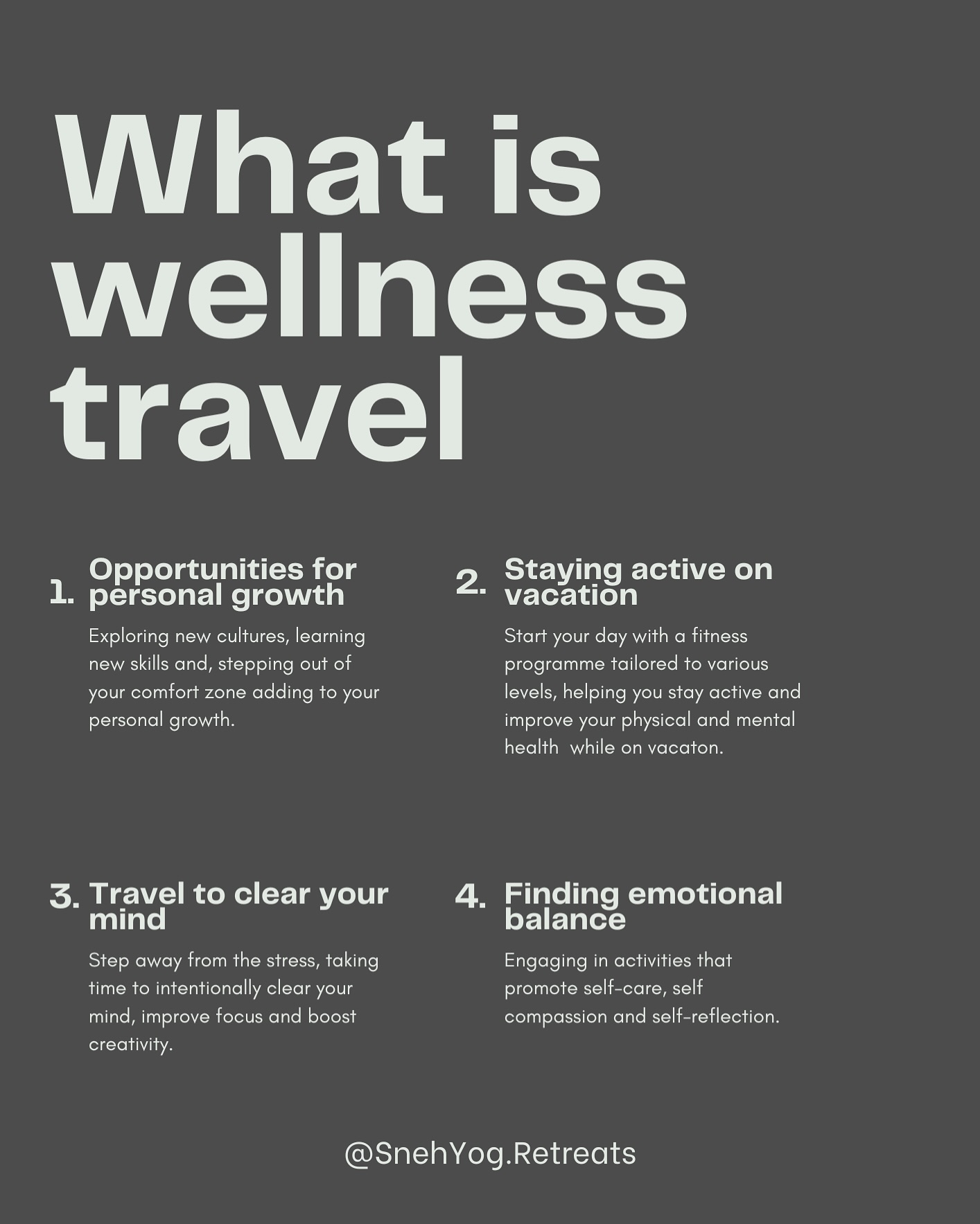 Wellness travel goes beyond sightseeing—it’s about immersing yourself in experiences that nourish the mind, body, and soul. Whether it’s practicing yoga in the mountains, meditating by a river, or embracing local healing traditions, it’s a journey of self-care, growth, and deep connection with nature and culture. Travel that leaves you feeling recharged, realigned, and truly alive.
.
.
.
.
#WellnessTravel #MindfulJourneys #RetreatToRecharge #WellnessWanderlust #TravelToHeal #MindfulAdventures #SelfCareEscape #SoulfulTravel #RetreatYourself #HolisticJourney #HealingThroughTravel #YogaRetreat #NatureHeals #RechargeAndReset #InnerPeaceOnTheGo #WellnessExplorer #SlowTravel #TransformationalTravel