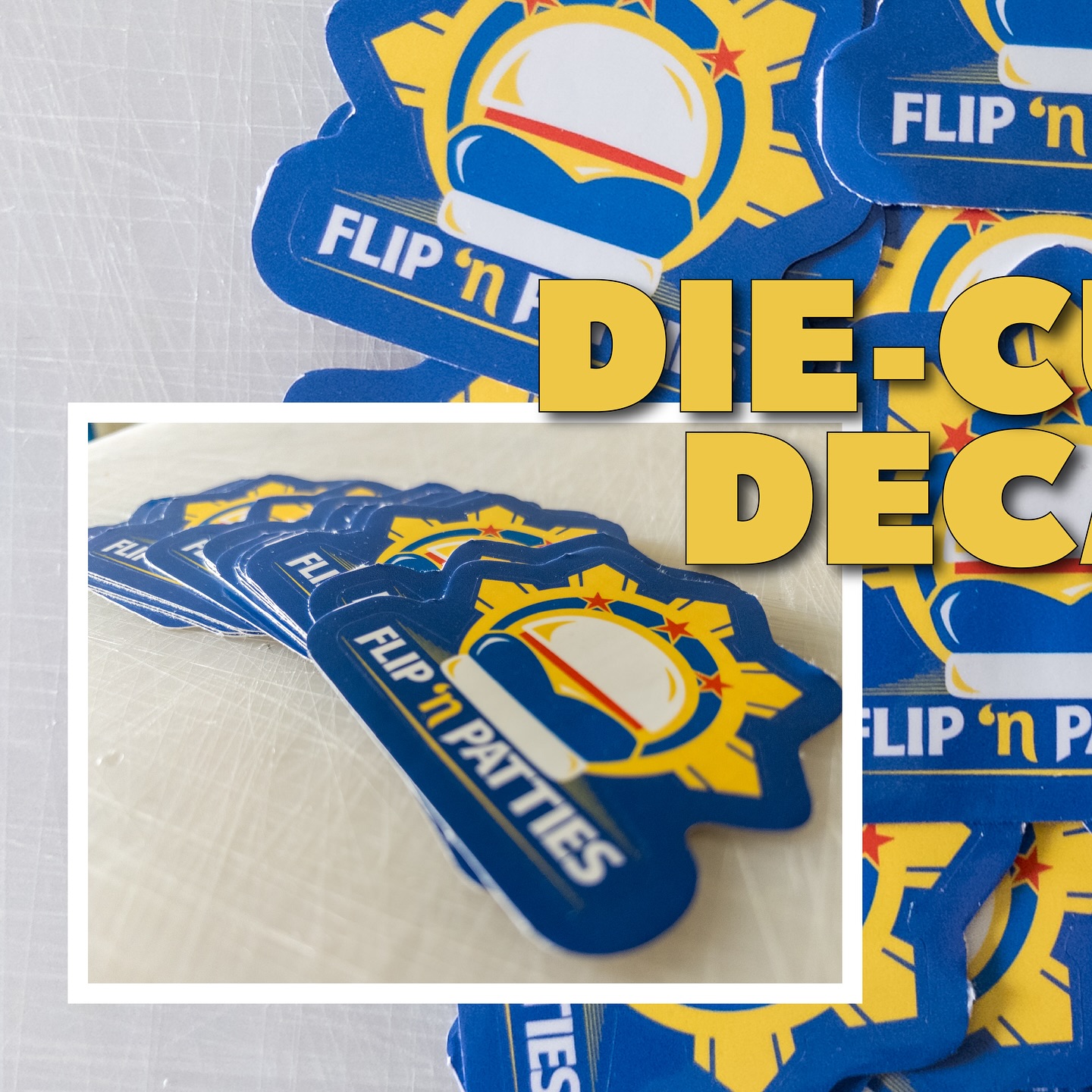 DIE-CUT or KISS-CUT… hit us up!!!
Shout out to our friends at @flipnpatties