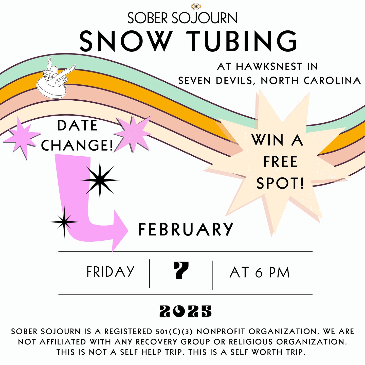 Rain Check! 🌦️Due to weather our first trip has been postponed for next Friday ✨February 7th at 6:00pm ✨
🔮Did you know we waived the eligibility requirements? We realized that local day trips are about building community and providing a space for people to have fun without the pressures of drinking, no matter where you are on your sober path.
🌈Want to come?
We have a couple spots left that have been paid for through donations! 🫶Apply today!
sobersojourn.org/apply
Want to support Sober Sojourn? We are selling discounted tickets. Sign up to be sent a link to buy tickets✌️
sobersojourn.org/signup
Big thank you to our donors and @hawksnest.adventures for helping make this possible!
Sober Sojourn is 501c3 organization. We are not affiliated with any recovery or religious organizations. Our mission is to support sobriety for LGBTQ+, non binary folks, and women through adventure and travel. This is not a self help trip, this is a self worth trip!
#sobernc #sobercurious #boonenc #wnc #vallecrucis #sobertravel