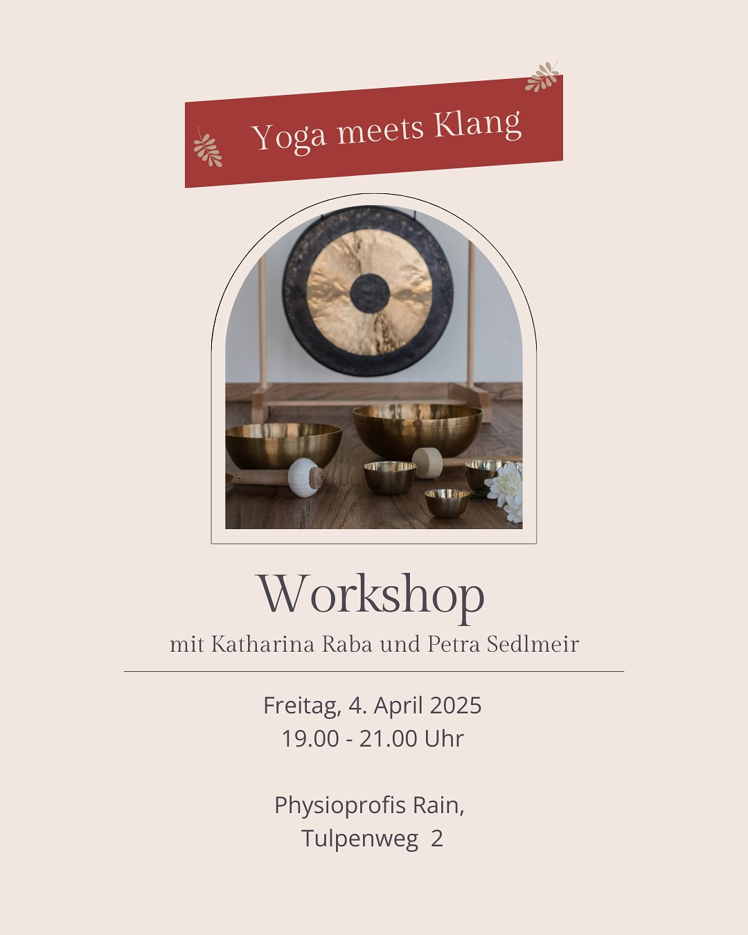 Guten Abend zusammen!
Wer hat Lust auf eine
🧘♂️Yoga Stunde und einer anschließend entspannenden Stunde
mit 🎶Klangschalen,
ist bei diesem Workshop genau richtig.
Tut euch etwas gutes und genießt die wohltuende Wirkung von 🧘Yoga und 🎶Klang.
Petra und ich bieten den
Workshop Yoga & Klang am 04.04.25 von 19.00-21.00 Uhr in Rain an.
Mehr Infos findet ihr in der VHS Donauwörth.
Namaste, Katharina
#yoga #yogatherapie #yogaliebe #yogaworkshop #yogaklang #klangschalenmeditation #entspannungsworkshop #abendfürdieseele #auszeit #kooperation #körpergeistundseele