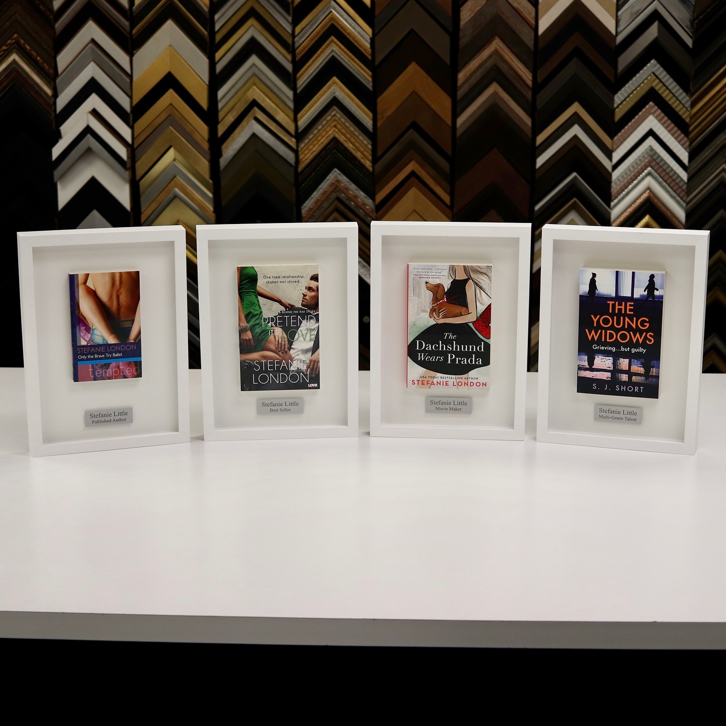 What better way to celebrate your achievements than framing what you’ve accomplished? 📚✨
It’s was a pleasure framing these four published books for @aussiegalwrites, celebrating certain milestones in her career as an author!
#frameitonbloor #customframing #artframing #toronto #downtowntoronto #bloorbythepark #bloorwestvillage #shoplocal #smallbusiness #torontosmallbusiness #bookframing #publishedauthor #bookpublishing #bookpreservation #archivalframing