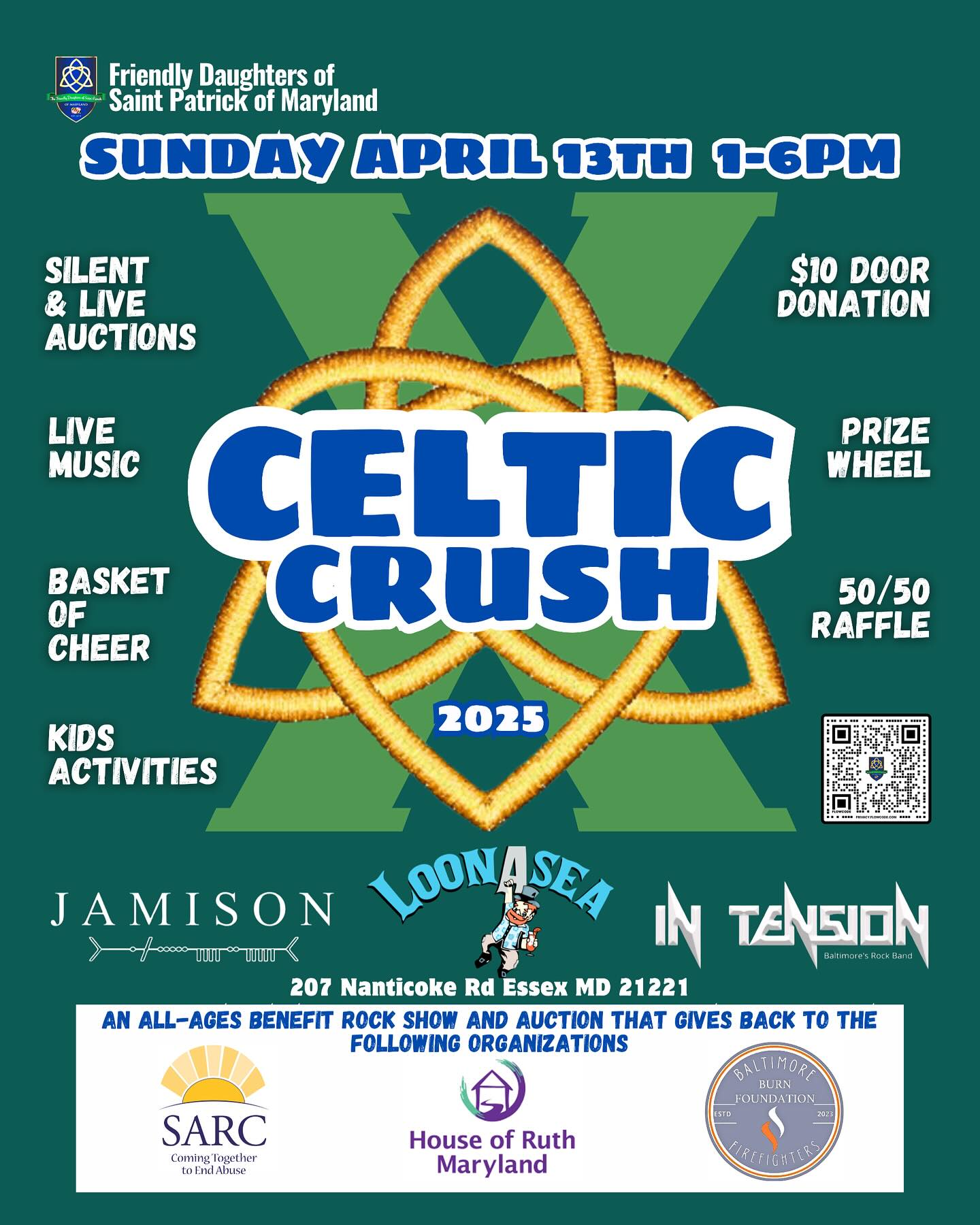 We are excited to announce our 2025 Celtic Crush!
Join us on April 13th at @loonasea_maryland for
☘️ Silent Auction
☘️ Prize Wheel
☘️ 50/50 Raffle
☘️ Live Music by @jamisoncr and In Tension 🎶
We hope to see you there to celebrate 10 Years of Celtic Crush!