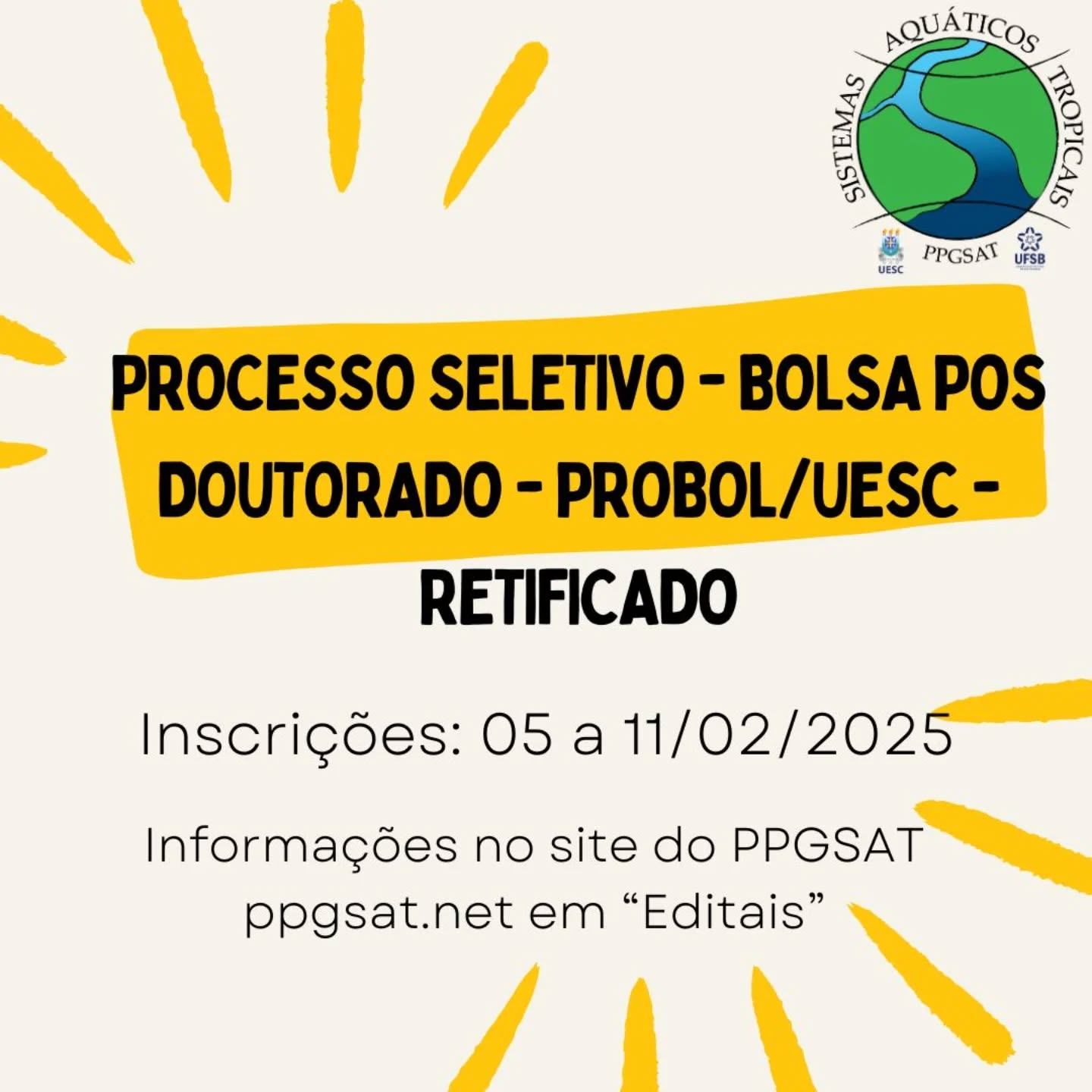 Processo seletivo Pos Doc no PPGSAT-retificado: Não há limitação máxima na data de titulacao do doutorado!!!