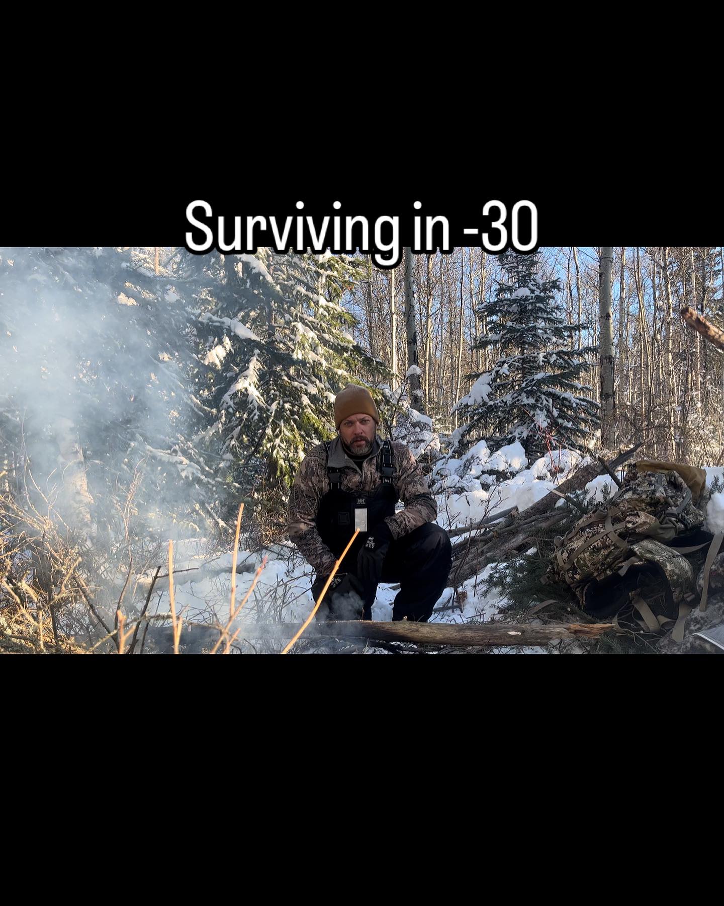 Surviving a winter night at -30c. No shelter, no blanket. Epic fail the first night. Hope you enjoy. LymanOutdoors on YouTube. #winterchallenge #bushman #lymanoutdoors