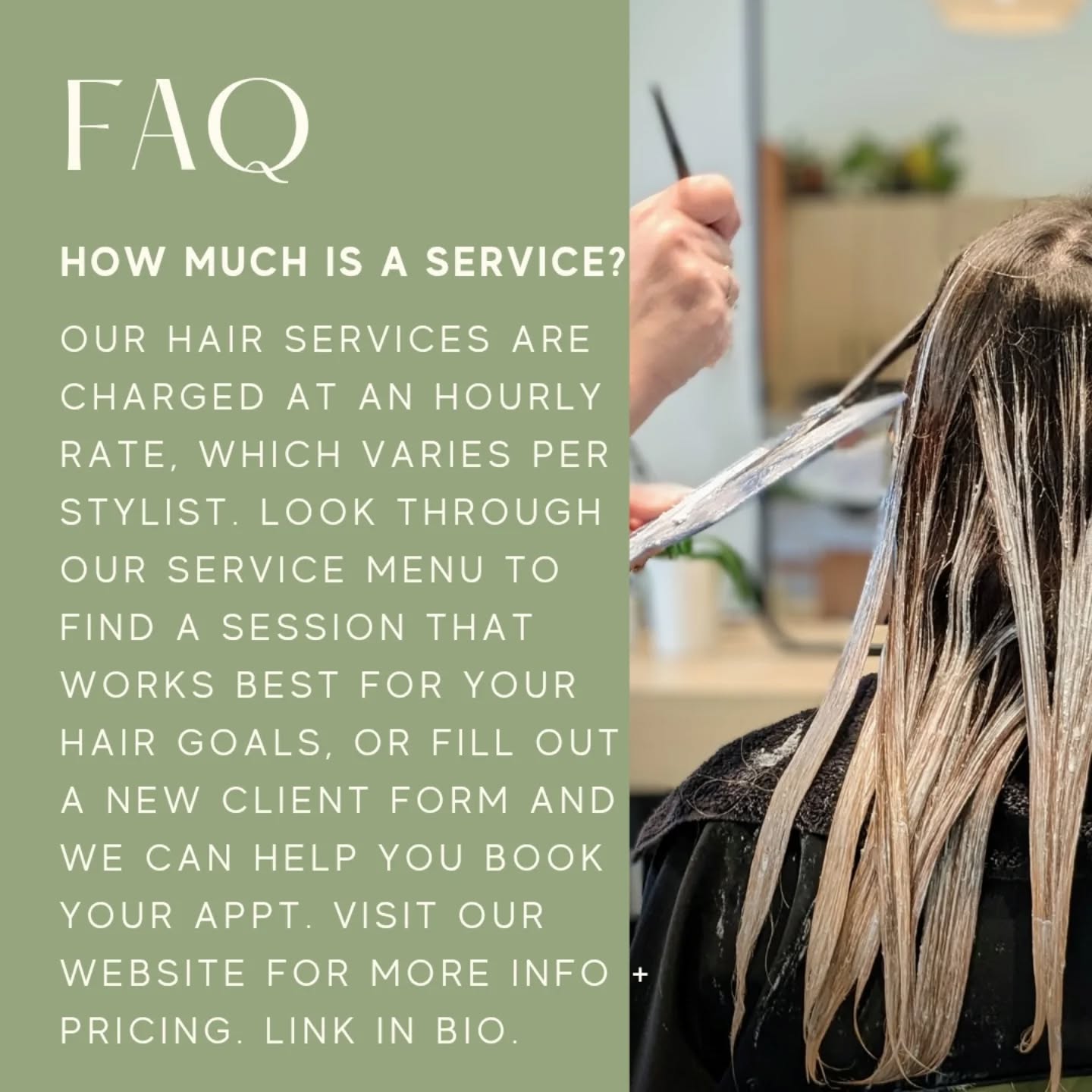 To make it easier for our guests, we offer our services at flat hourly rates that vary by stylist. Our service menu shows every type of service we offer, plus a description of what is included and how long that service typically takes.
You can see our most up to date pricing through our booking link for each service with a specific stylist. Our pricing is also gender neutral and gratuity is greatly appreciated but not expected.
If you need any help finding the right session, fill out a New Client Form or book a consultation and we will help you schedule your appointment.
.
.
.
East Austin Eco Salon - haircut, color, balayage, highlights, vivids, blowouts, styling + hair extensions.