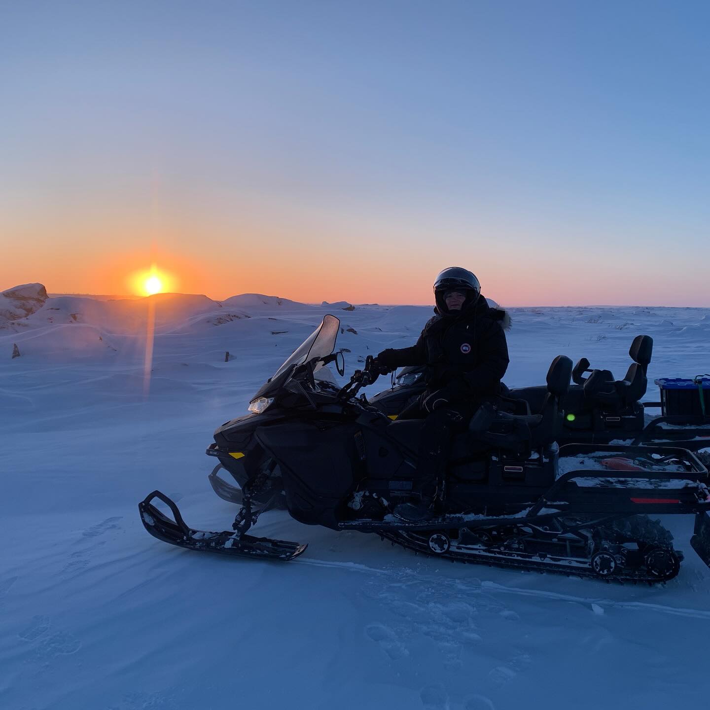 This week, our lead Wildlife Biologist Orna, Environmental Technician Joey, and Winter Road Co-ordinator Wayne, set up NSMA’s winter road caribou monitoring camp on the Tibbit to Contwoyto winter road approximately 400km north of Yellowknife. This program is funded by GNWT’s Cumulative Impact Monitoring Program and our objective is to investigate disturbances to barren-ground caribou. We set up game cameras and ARUs to collect data about the type of disturbances caribou experience in their winter range. Then, NSMA Guardians Kyle and Maria drove to camp to begin Guardian patrols. We will be running patrols throughout the ice road season until the road closes at the end of March. Stay tuned for more updates and to hear our 2025 results in the summer!