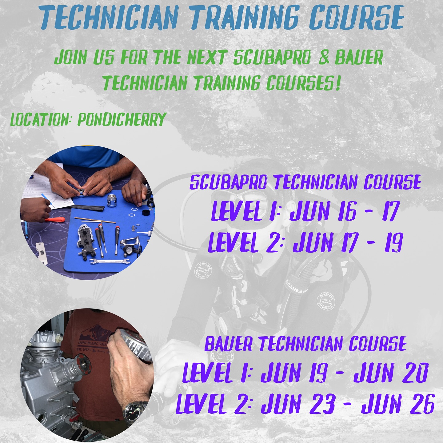 Ready to get factory certified for @scubapro gear and @bauer.kompressoren compressors?
Sign up before all slots are filled up!
Drop us an email to sales@proscuba.in or drop us a whatsapp on +917397774541 / +919585555310!
#india #scubadiving #scubadivingindia #techniciantraining #technicianindia #divegear #divegearindia #scubatechinician #scubatrchnicianindia #divepros #factorycertification #bauerkomoressoren #scubapro #scubaprodivegear #divelife