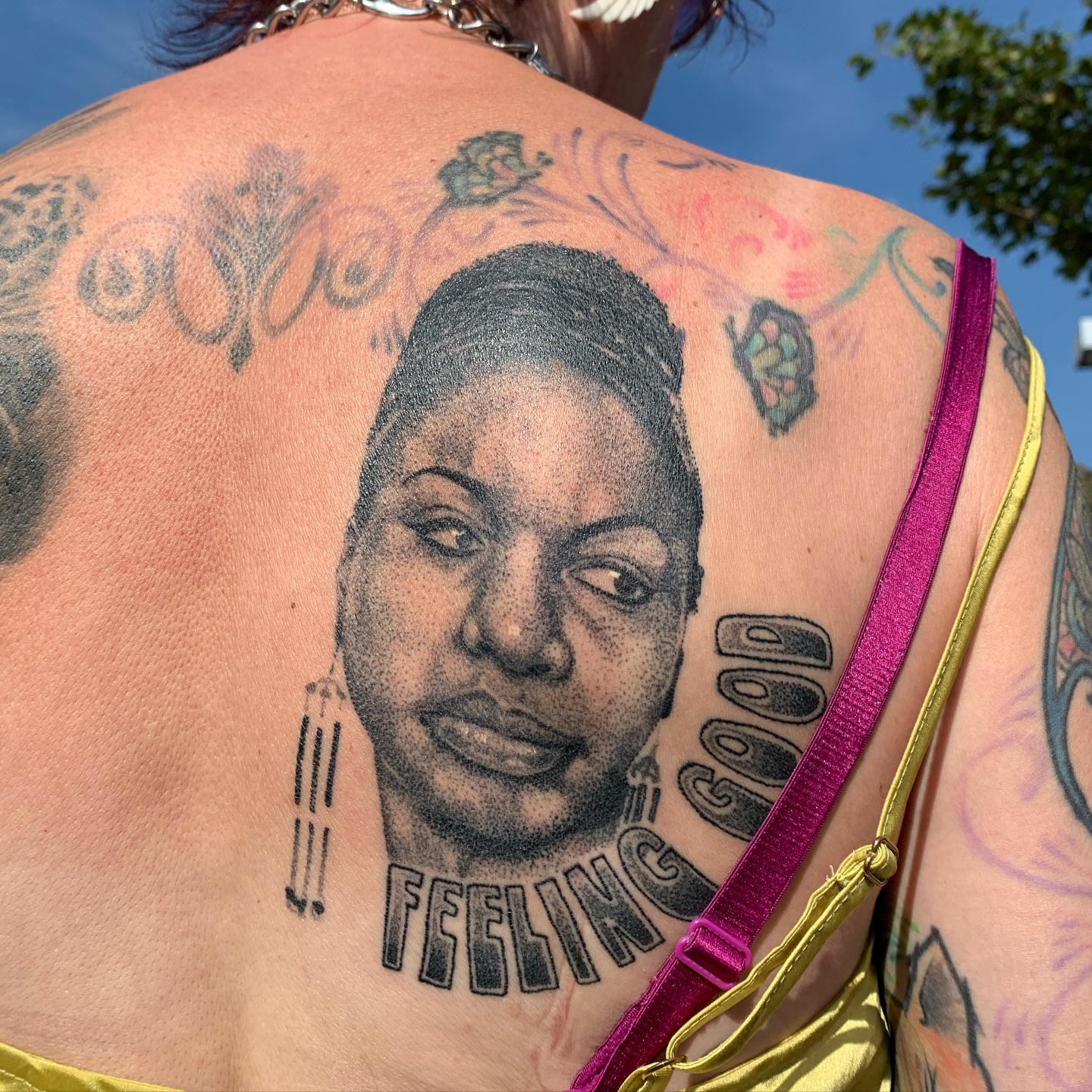 .
✤ Healed ✤
Happy Birthday Eunice Waymon - Nina Simone.
There is so much I could try to say, in the hope of articulating what Nina Simone means to me. Her music, civil rights activism & her human experience. But… I’m not great with words.
I am however better with painting/tattooing, so it’s no wonder I have created so many paintings, drawings and finally, a tattoo of her.
“I’ll tell you what freedom is to me; No fear”
The first photo is healed by a few months.
The video is fresh on the day, tattooed at @newburytattooconvention 2023
All Dotwork! Absolutely no lines or shading.
If you’d like something similar, awesome! Please use one of the links in my bio:
* Email - gets priority *
DM
Based at: @tengu.tattoo.studio - fully Vegan & Eco Friendly Studio
Thank you 💜
Take care
Hx
@ninasimone
#eunicewaymon #ninasimone #feelinggood #mississippigoddam #dotworktattoo #portraittattoo