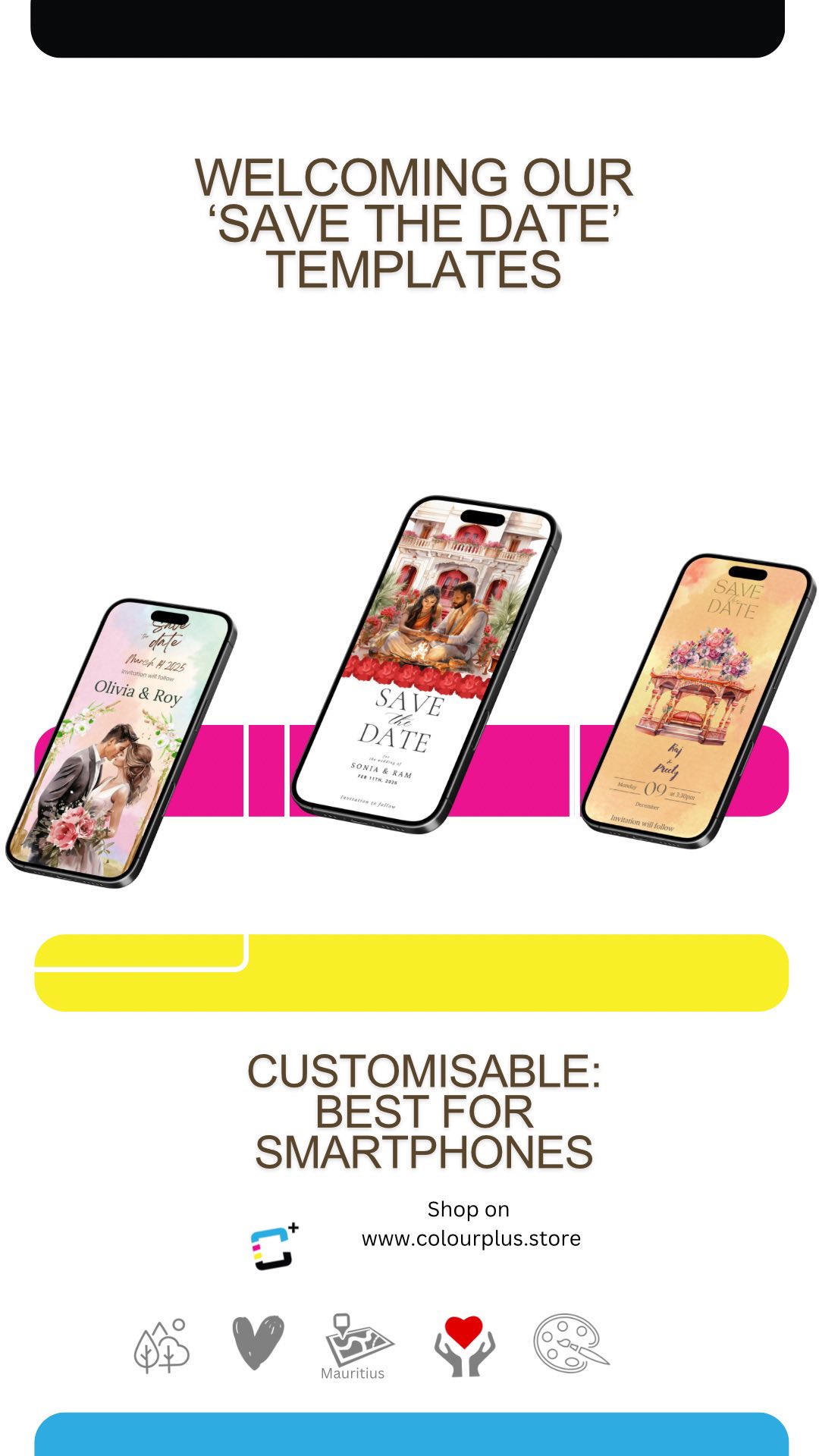 « ✨ Save the Date Magic ✨ Excited to announce that you can now personalize your very own ‘Save the Date’ templates with us! Whether you’re dreaming of a vintage vibe or a modern twist, our customizable designs have got you covered. Let the countdown begin as you prepare to say ‘I do’ in style. 💍 visit us on www.colourplus.store to see our latest collection #SaveTheDate #WeddingInspiration #CustomDesigns »