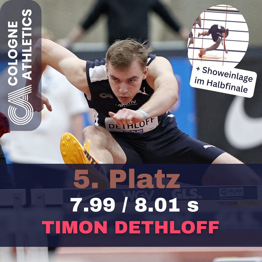 Hallen DM Tag 2 - Platz 5 für @timondeth
Erstes Jahr über die Männerhürden und direkt ins Finale! 💙🩶 wir sehen uns im Sommer! Glückwunsch auch an Coach @verotheill
📸 @dirkgantenberg
#hurdle #faster #higher #further #together #teamca #trackandfield