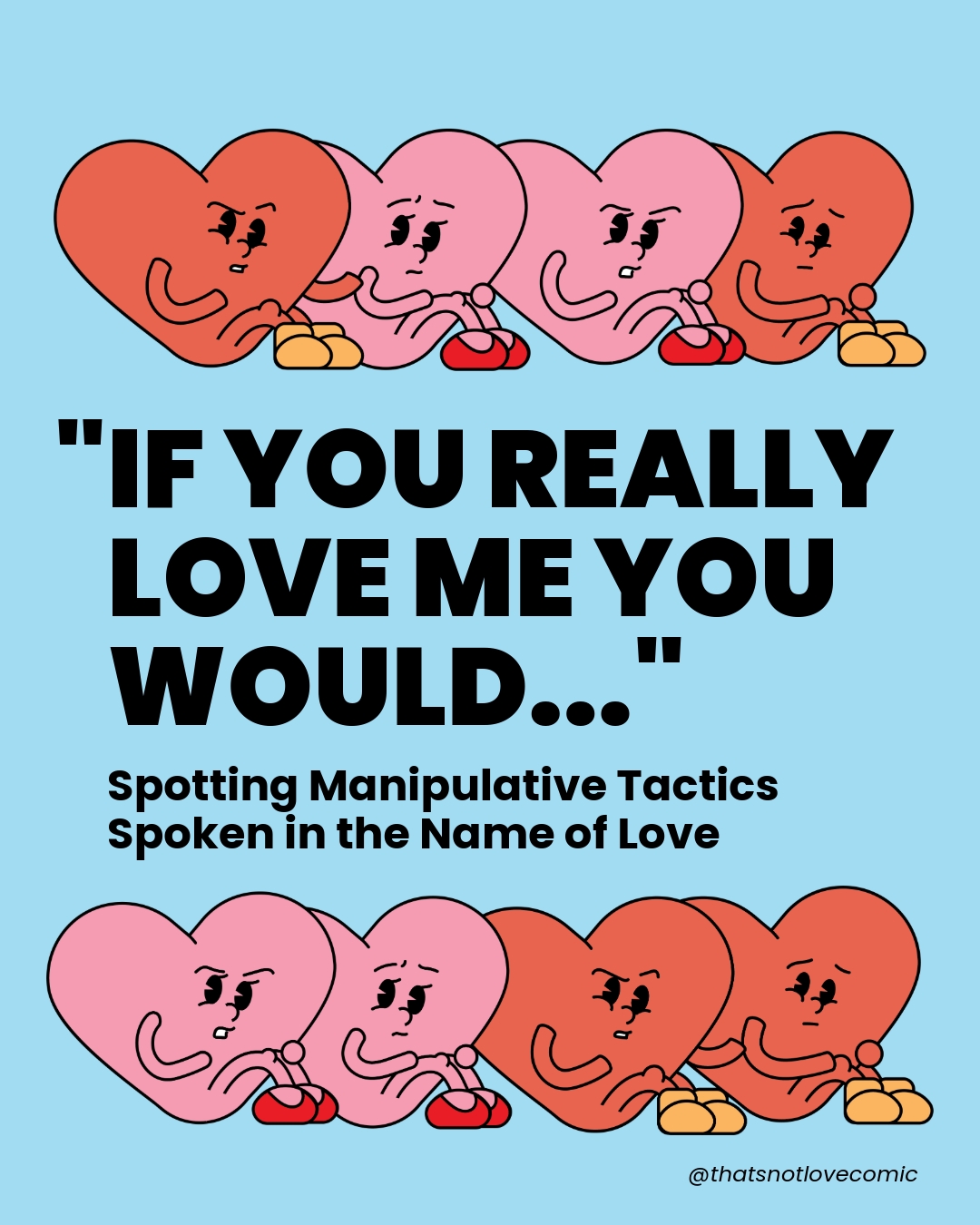 "If you really loved me, you’d do this for me."
"If you cared about me, you wouldn’t say no."
"Prove your love by doing what I ask."
Why It’s Manipulative: These phrases use guilt and pressure to control you. Love isn’t about tests or ultimatums—it’s about mutual respect, trust, and personal choice.
PHRASES LIKE THIS CAN:
Create guilt and self-doubt – You start questioning your own feelings and boundaries. Undermine your autonomy – Love should never require sacrificing your personal values or comfort. Lead to unhealthy patterns – Over time, you may feel obligated to comply to “prove” your love, even when it hurts you.
WHAT HEALTHY LOVE SOUNDS LIKE:
Love should encourage open and respectful communication. Healthy love sounds like:
"I respect your decision, even if I feel differently."
"Your feelings and boundaries matter to me."
A real connection is built on trust, not tests. No one should have to prove their love through guilt or coercion.
IF SOMEONE IS MAKING YOU FEEL UNCOMFORTABLE, YOU CAN:
-Set a firm boundary: "I said no. Stop asking."
-Call out the behavior: "This feels like pressure, and that’s not okay." -Remove yourself from the situation—You don’t owe an explanation. -Talk to someone you trust—A friend, parent, teacher, or counselor.
IF YOU'VE PRESSURED SOMEONE BEFORE:
If you’ve ever said things like "Come on, just do it" or "I’ll be upset if you don’t", it’s time to rethink.
-Take responsibility. Apologize and stop the behavior.
-Learn about healthy consent. Consent is always a choice, not something you push for. -Respect boundaries.
CONTINUED IN POST...
#TDVAM #teendatingviolenceawarenessmonth #loveisrespect #respect #relationships #love #abuse #datingviolence #domesticviolence #coercivecontrol #narcissism #narcissisticabuse #healthyrelationships #unhealthyrelationships #abuseresources #thereishelp #boundaries #consent #sexualcoercion #lovebombing #youmatter #emotionalabuse #thatsnotlove