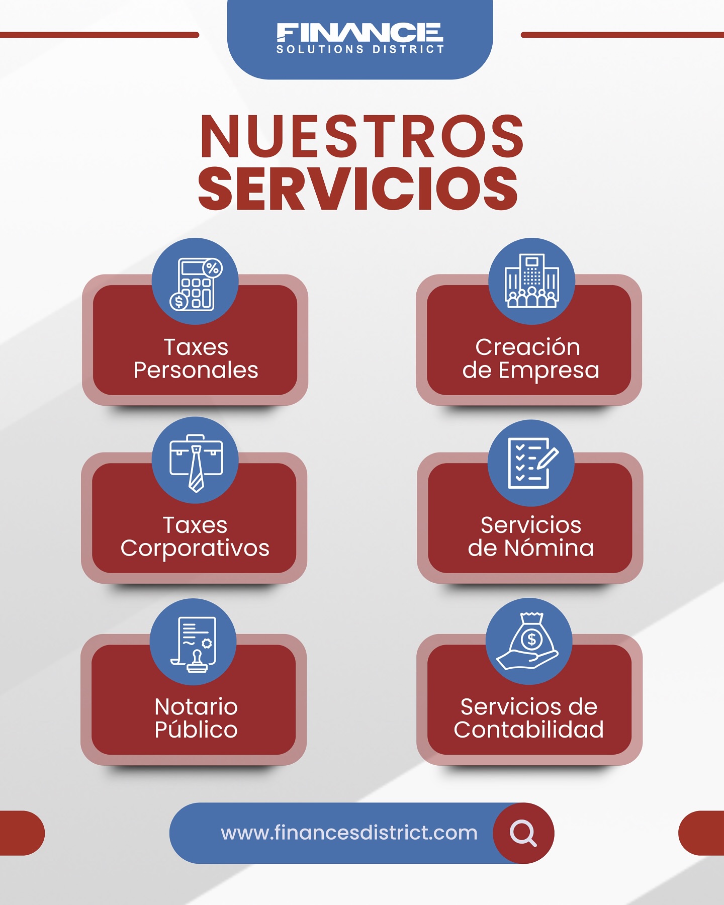 📊¿Necesitas ayuda con tus finanzas?🏦
En Finance Solutions District te ofrecemos una amplia gama de servicios para simplificar tus procesos financieros💵
Gestionamos impuestos personales y corporativos, te ayudamos en la creación de tu empresa, gestionamos tu nómina, y brindamos servicios de contabilidad. Además, contamos con el servicio de notario público🗃️
💻 Visita nuestra página web para más información: www.financesolutions.com
.
.
.
#finanzas #contabilidad #impuestos #serviciosfinancieros #creaciondeempresa #gestiondenomina #notario #negocios