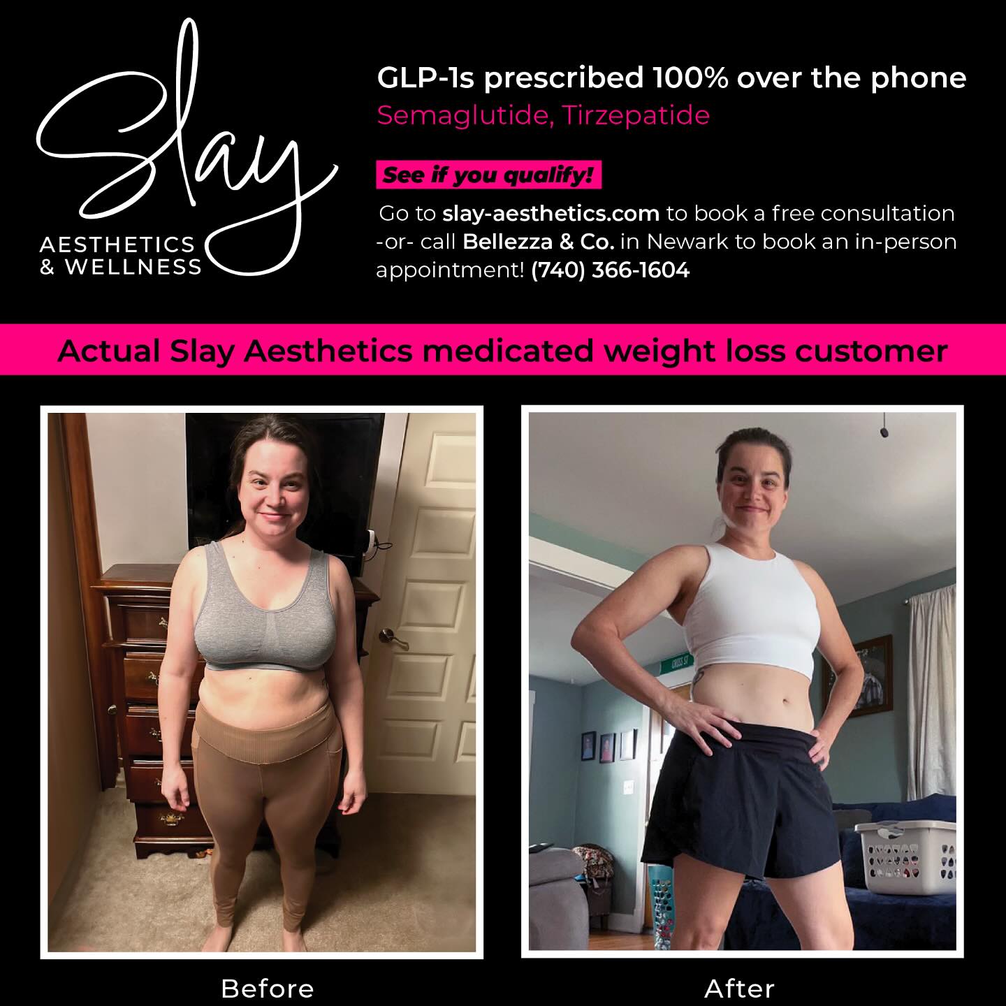 Spring into Summer Strong! 🌞
Warmer days are coming—time to focus on your health! GLP-1s like semaglutide can help curb cravings, support weight loss, and get you feeling your best. Start now, so you’re ready to shine this summer! 💪🌿
Go to slay-aesthetics.com to book a free phone consultation or call Bellezza & Co. in Newark at (740) 366-1604, for an in-person appointment.
#SpringIntoHealth #GLP1 #Semaglutide #WeightLossSupport #HealthyLiving #WellnessJourney #MetabolicHealth #CrushYourGoals #SummerBody #StrongerYou #SpringReset #SlayAesthetics #Bellezza&Co #newarkohio