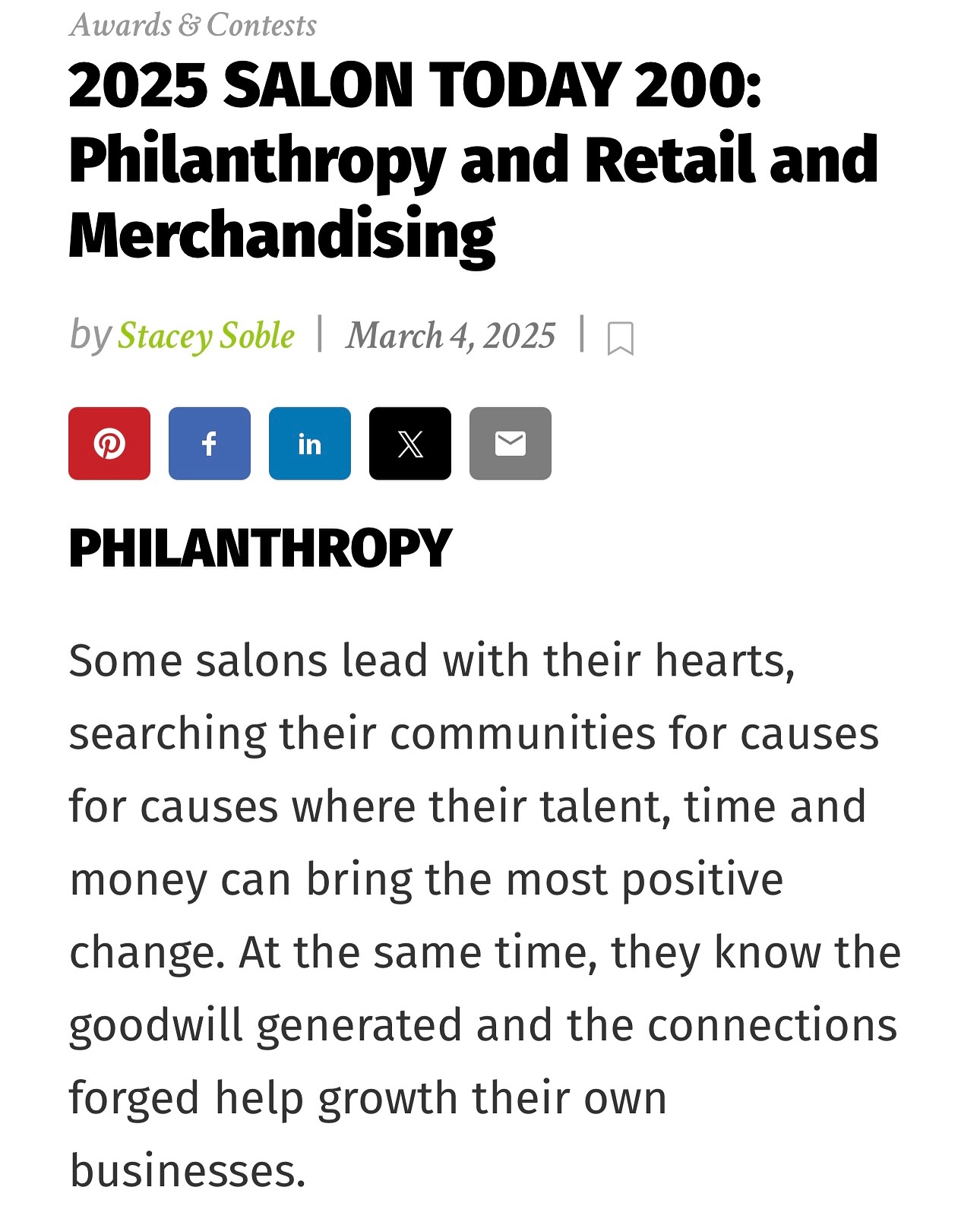 We are excited to announce that Custom Cut & Style has won the #salontodaytop200 award for 2025! We are so blessed to be apart of the 200 amazing Salons in North America to win this award. This year we won in the Philanthropy category and it was absolutely our pleasure to even be able to give back to our community. Here is to an amazing 2025! #salontodayofficial #salontodaytop200 #salontoday200 #americancancersociety #relayforlifebutlercounty #hellogorgeousofficial_ #neillcorp #aveda #avedasalon