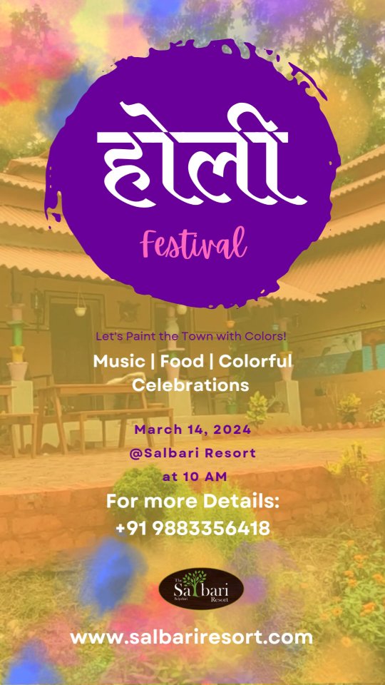 "🌸🎨 This Holi, paint your memories with the colors of nature! 🌿✨
Celebrate the festival of colors in the heart of nature at Salbari Resort. 🌳🏡 Experience joy, peace, and adventure like never before! 🎉💚
Book your Holi escape now! 🌈
📞 Contact: +91 9883356418
🌐 Website: www.salbariresort.com
#HoliWithSalbari"
Holi, Festival of Colors, Nature Retreat, Celebration, Joy, Travel, Adventure, Tranquility, Peaceful Escape, Scenic Views, Luxury Stay, Relaxation, Happiness, Togetherness, Festive Vibes, Cultural Experience, Unwind, Hospitality, Festive Getaway.
#SalbariResort #HoliWithSalbari #FestivalOfColors #HoliGetaway #CelebrateInNature #TranquilityFound #LuxuryInNature #ScenicViews #BackToNature #ForestRetreat #StayWithUs #UnwindAndRelax #BookYourStay #PeacefulMoments #HoliVibes #FestiveEscape #AdventureAwaits #TravelDiaries #SereneEscape