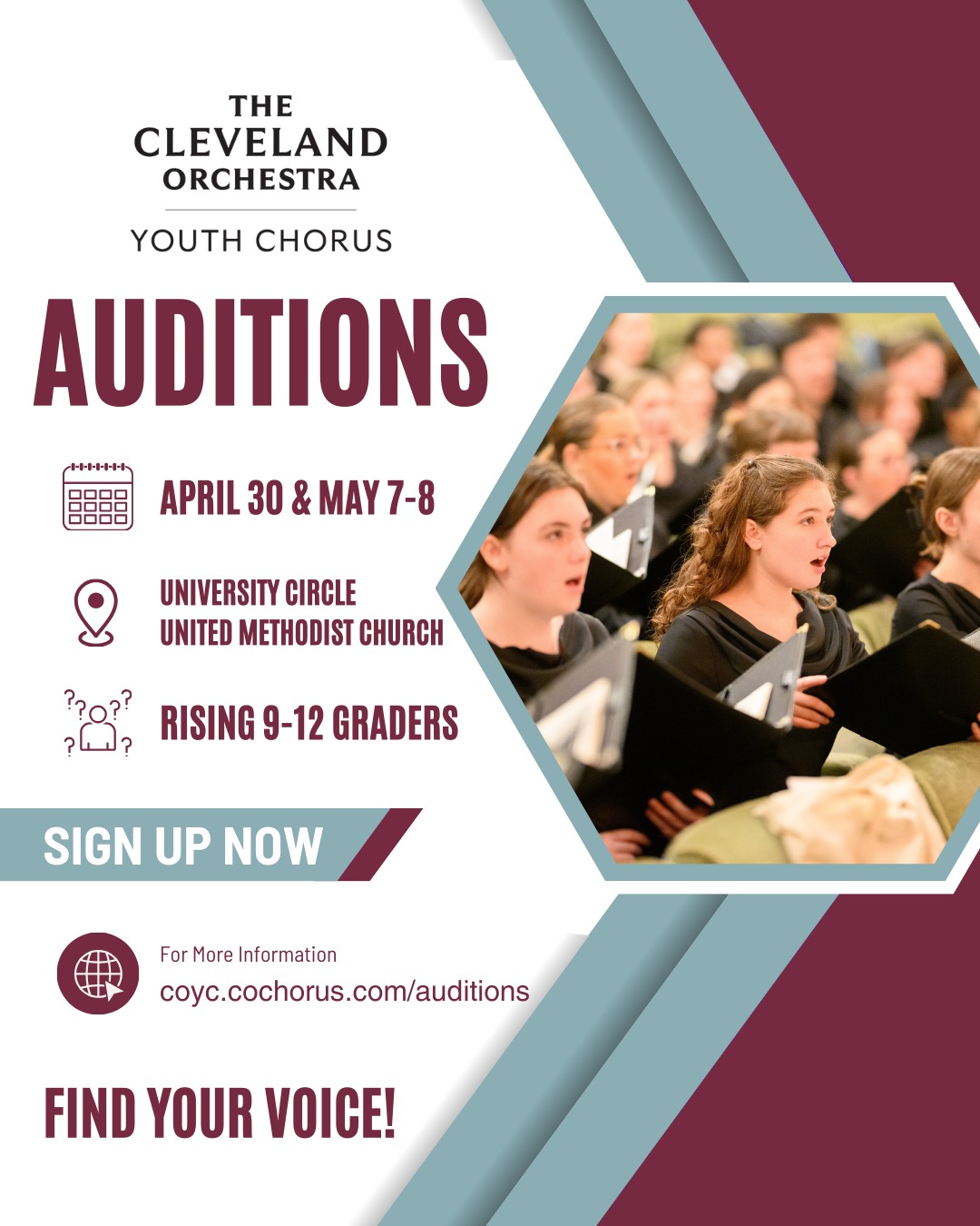 We are now accepting audition applications for our 2025-2026 season!
Auditions will be held on April 30, May 7, and May 8 from 5:30-8:30 pm. Head to the link in our bio or our website for more information. We can't wait to hear you!