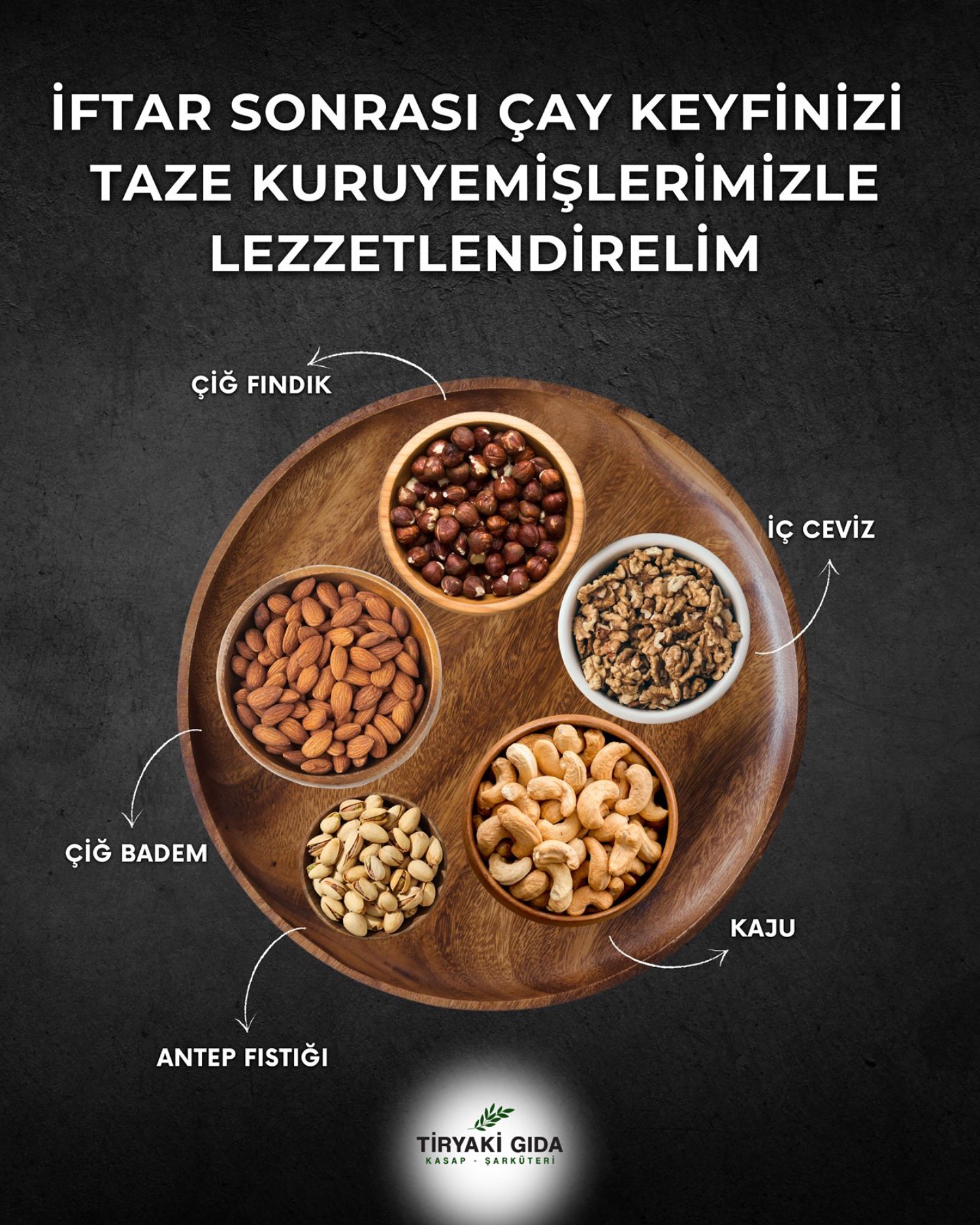 İftar Sonrası Keyfinizi Taze Kuruyemişlerle Taçlandırın!
Günün en güzel anlarından biri iftar sonrası çay keyfi! Bu keyfi taze ve lezzetli kuruyemişlerle daha da özel hale getirmeye ne dersiniz?
Çiğ Fındık – Doğal enerji kaynağı!
İç Ceviz – Beyin dostu besin!
Çiğ Badem – Sağlıklı yağlarla dolu!
Antep Fıstığı – Lezzetiyle bağımlılık yapar!
Kaju – Hafif ve enfes bir atıştırmalık!
En taze ve doğal kuruyemiş çeşitleri için Tiryaki Gıda her zaman yanınızda!
#İftarKeyfi #TiryakiGıda #DoğalLezzetler #Kuruyemiş #SağlıklıAtıştırmalık #RamazanLezzetleri
