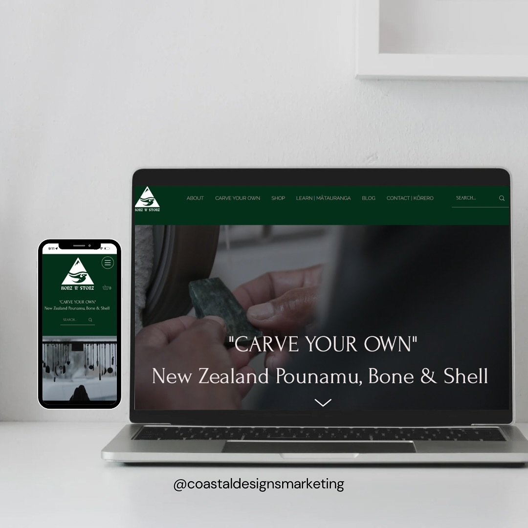 Transforming the Stonz n Bonz website was an absolute joy. Pounamu has been a fundamental source of healing for CDM and working on this website has been an incredible honour.
Steve & the team @bonznstonz_carvingstudio have created such a beautiful space for people to reconnect, create, and collaborate together.
Thank you, Steve & the team @bonznstonz_carvingstudio, for entrusting me with your digital presence.
www.bonznstonz.co.nz
#bonznstonzcarvingstudio #bonznstonz_carvingstudio #carveyourowntaonga #carveyourown #newzealandexperience #westcoastnz #westcoastnewzealand
Coastal Designs Marketing | Website Designer West Coast NZ