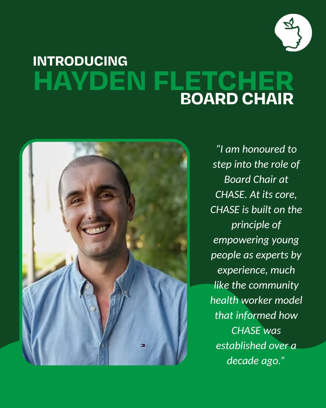Introducing our incoming Board Chair - Hayden Fletcher! ๐
Hayden has been a part of our Board team for almost four years. With a wealth of sector experience and knowledge, Hayden has supported CHASEโs growth and continues to be an integral part of our journey. We look forward to his support and guidance as the CHASE Program continues to grow and flourish. ๐ฑ
We also say a big thank you to our outgoing Board Chair, Dianne Couch. Dianne has been a part of CHASE for the last 11 years and, with her incredible wisdom, has been instrumental in guiding the organisation through years of success and growth. We are incredibly thankful for her guidance as she continues her journey with CHASE as Deputy Board Chair. ๐ชด
Learn more via our LINK IN BIO ๐