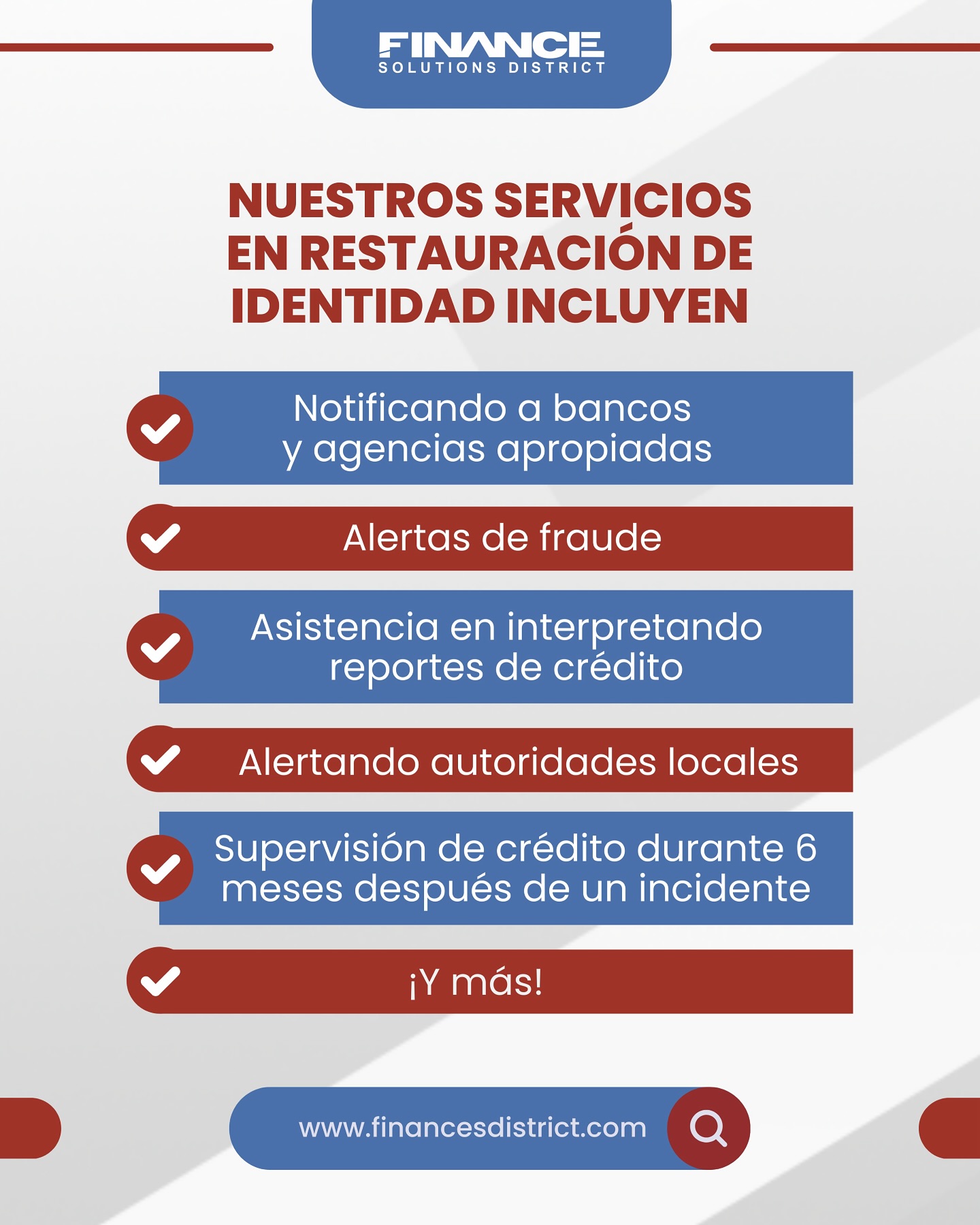 ¿Has sido víctima de robo de identidad?🪪
No estás solo.
En Finance Solutions District a través de nuestra exclusiva asociación con Protection Plus, nos enorgullece ofrecer servicios exhaustivos de restauración por robo de identidad para ayudarle a recuperar su identidad
Sin importar cómo haya sido comprometida. (incluso si no está relacionado con su declaración de impuestos!) Nuestro equipo de expertos está dedicado a trabajar con usted para restaurar su identidad y protegerle de futuros incidentes.
.
.
.
#RoboDeIdentidad #RestauraciónDeIdentidad #ProteccionDeDatos #FinanceSolutionsDistrict