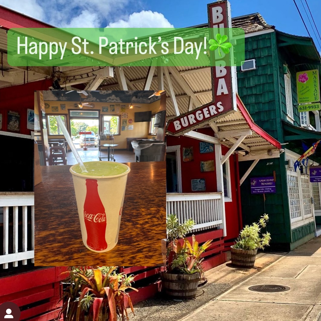 Kapaa location open Today from noon to 8pm. Get your lunch and St.Patricks day shake!!!