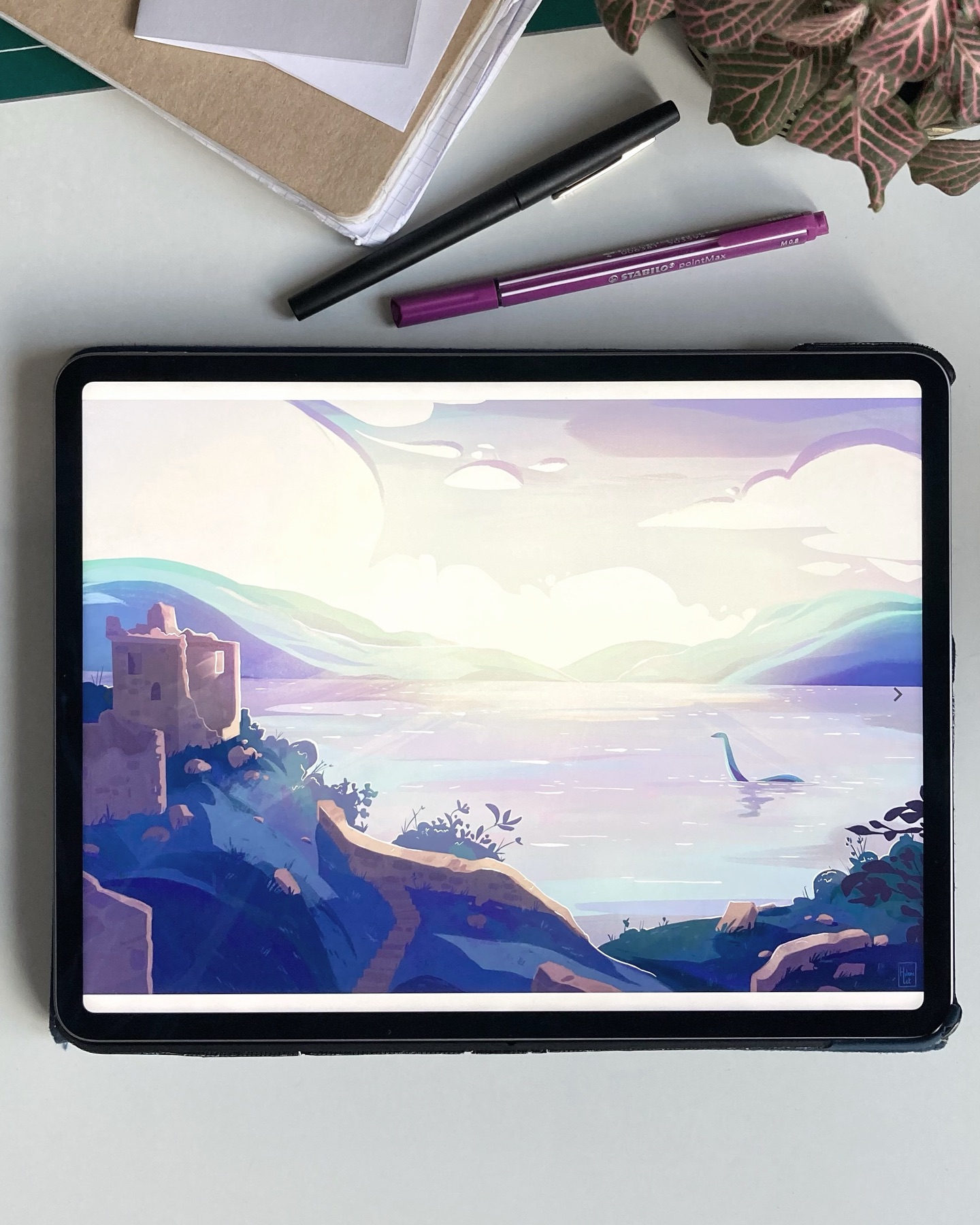 Helloooo ! Finally finished this illustration wouhou !
I haven’t been to Scotland yet but I really hope I will, i would love to sketch the Loch Ness from nature and look for a mark of Nessie hehe
This illustration is actually is very different from what I pictured in my mind first (swipe, the process and researches are on the two last slides) and I am still not sure those colours are the best but I needed to finish it before being frustrated haha 😂
I was happy to share all the process with you, see my preview post for the very first sketch with grey shades before colouring, I tried something new, it was a bit chaotic and I’ll probably do it differently next time, but I hope you’d found it interesting anyway ? 😌
_________________________
Made with @procreate
_________________________
#lochness #nessie #nessy #scotland #scottishcastle #plesiosaur #plesiosaurus #illustratrice #illustratricefrancaise #illustrationjeunesse #kidlitillustration #procreateillustrations #procreateartists #illustration #digitalillustration