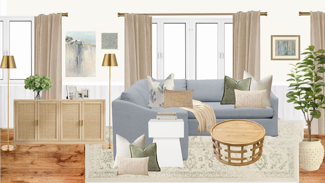 Southern-charm beach house living room revamp for a little slice of heaven in SC! ✨ this is going to look SO CUTE irl!