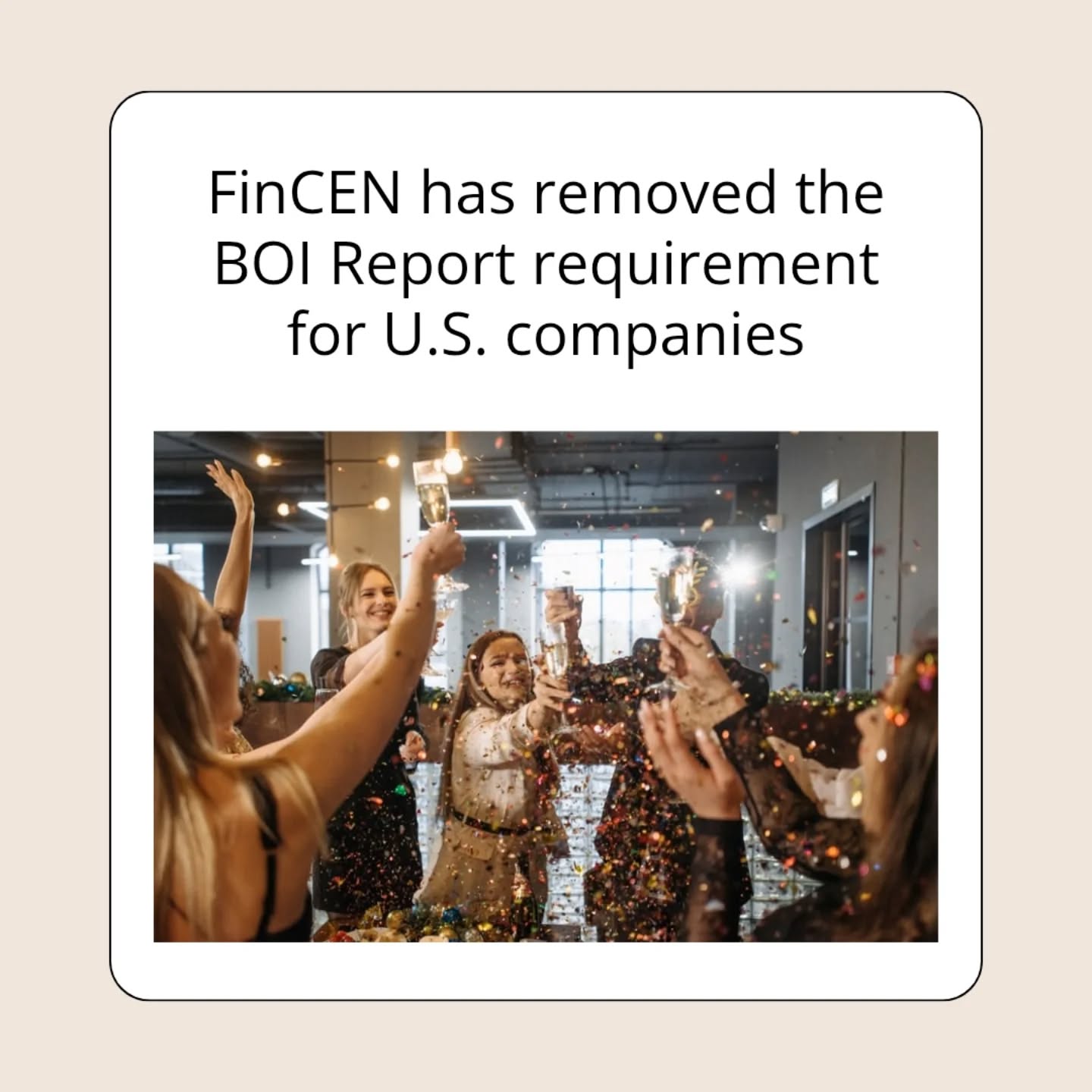 Another BOI update 📢
FinCEN issued an interim final rule removing the requirement for U.S. companies and U.S. persons to report beneficial ownership information under the Corporate Transparency Act.
Foreign companies are still required to submit theirs.