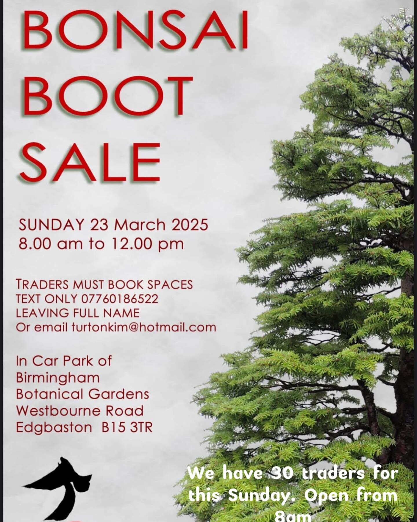 We have 30 traders and a food van for this Sunday. See you there
